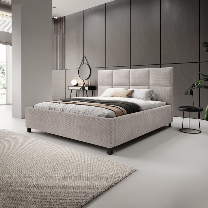 Soline - Tweepersoonsbed - Ribstof beige - 180x200 cm