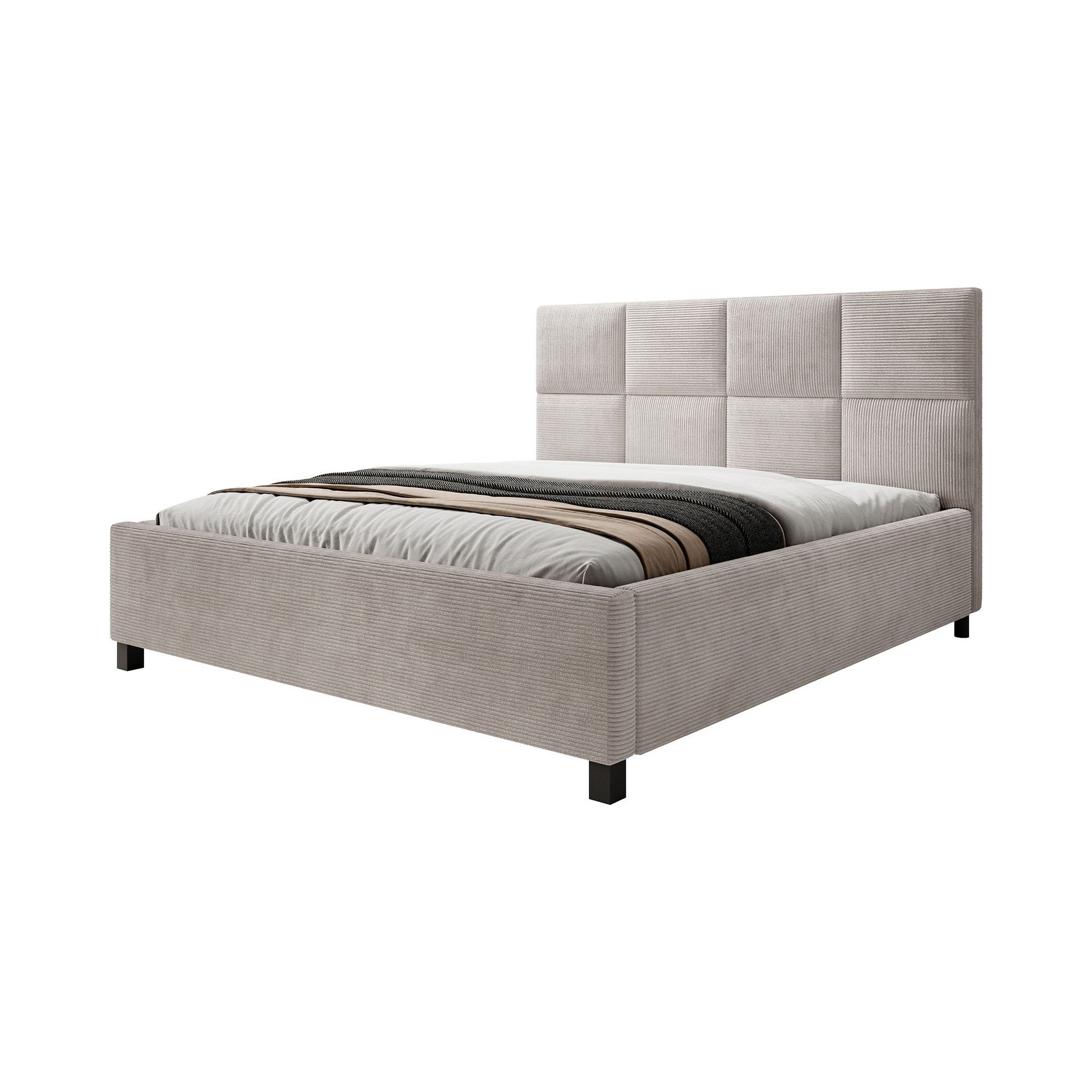 Soline - Tweepersoonsbed - Ribstof beige - 180x200 cm