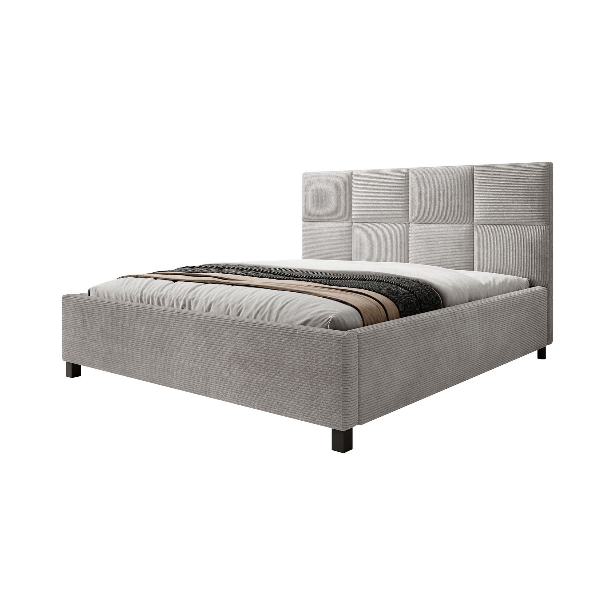 Soline - Tweepersoonsbed - Ribstof grijs - 180x200 cm