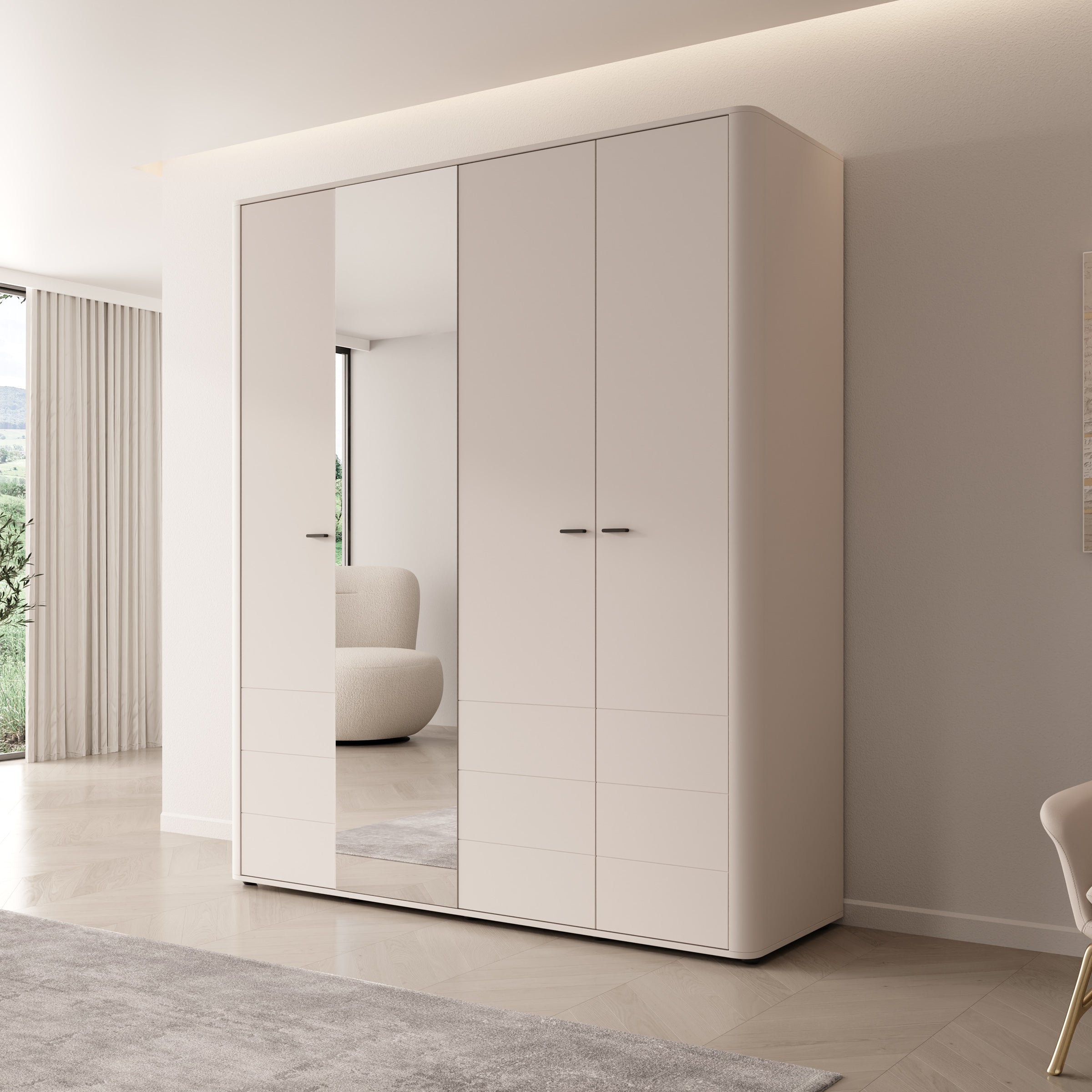 Sorello - Kledingkast 4 deurs - Beige - 180x56x211 cm