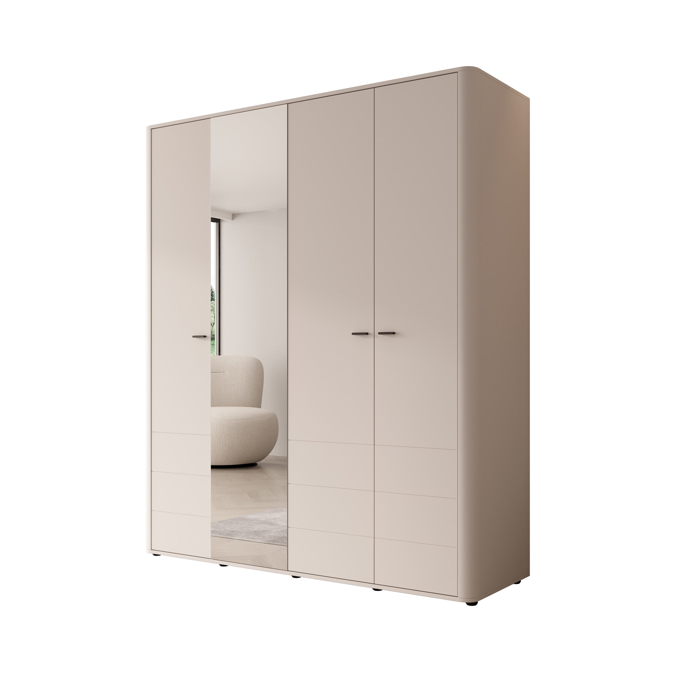 Sorello - Kledingkast 4 deurs - Beige - 180x56x211 cm