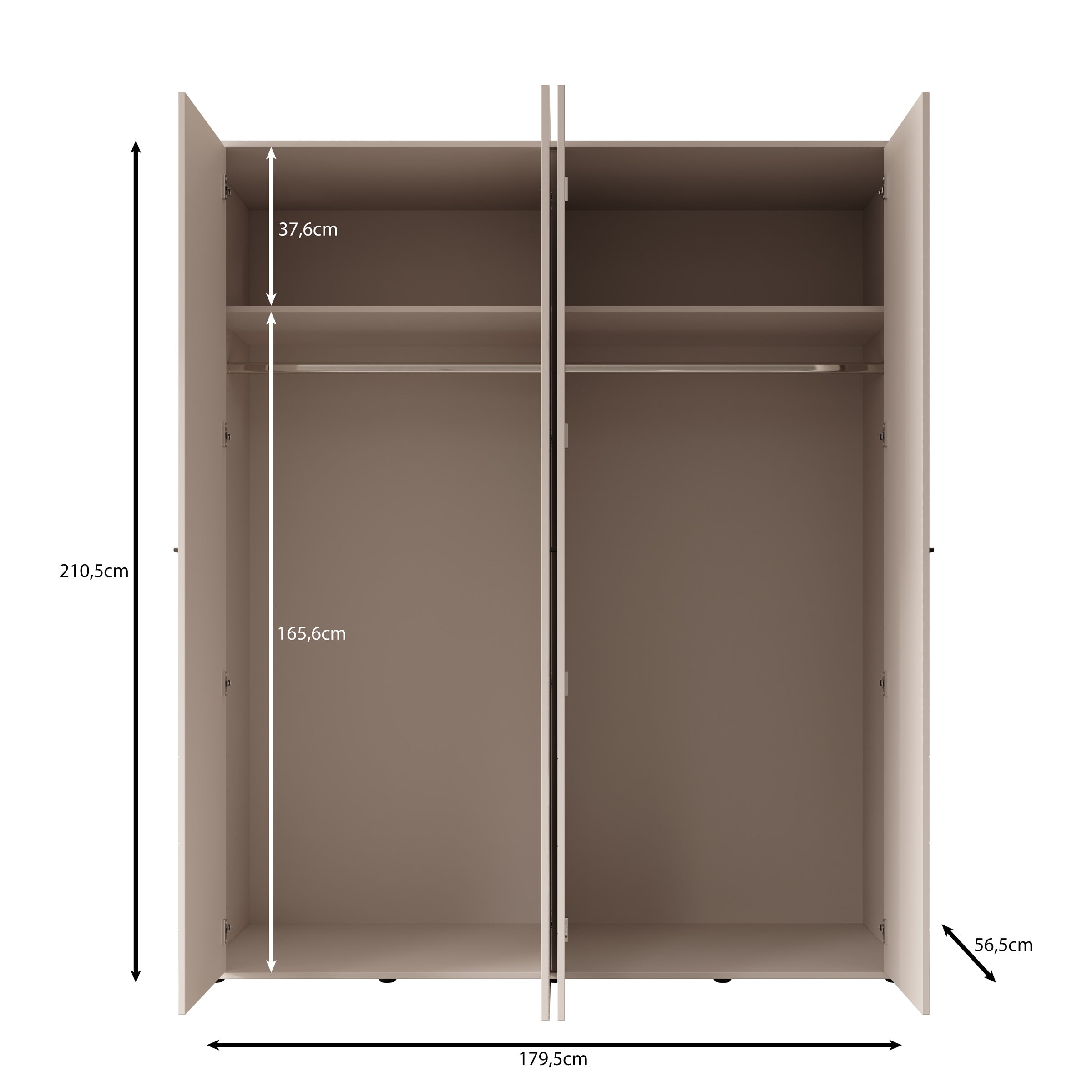 Sorello - Kledingkast 4 deurs - Beige - 180x56x211 cm