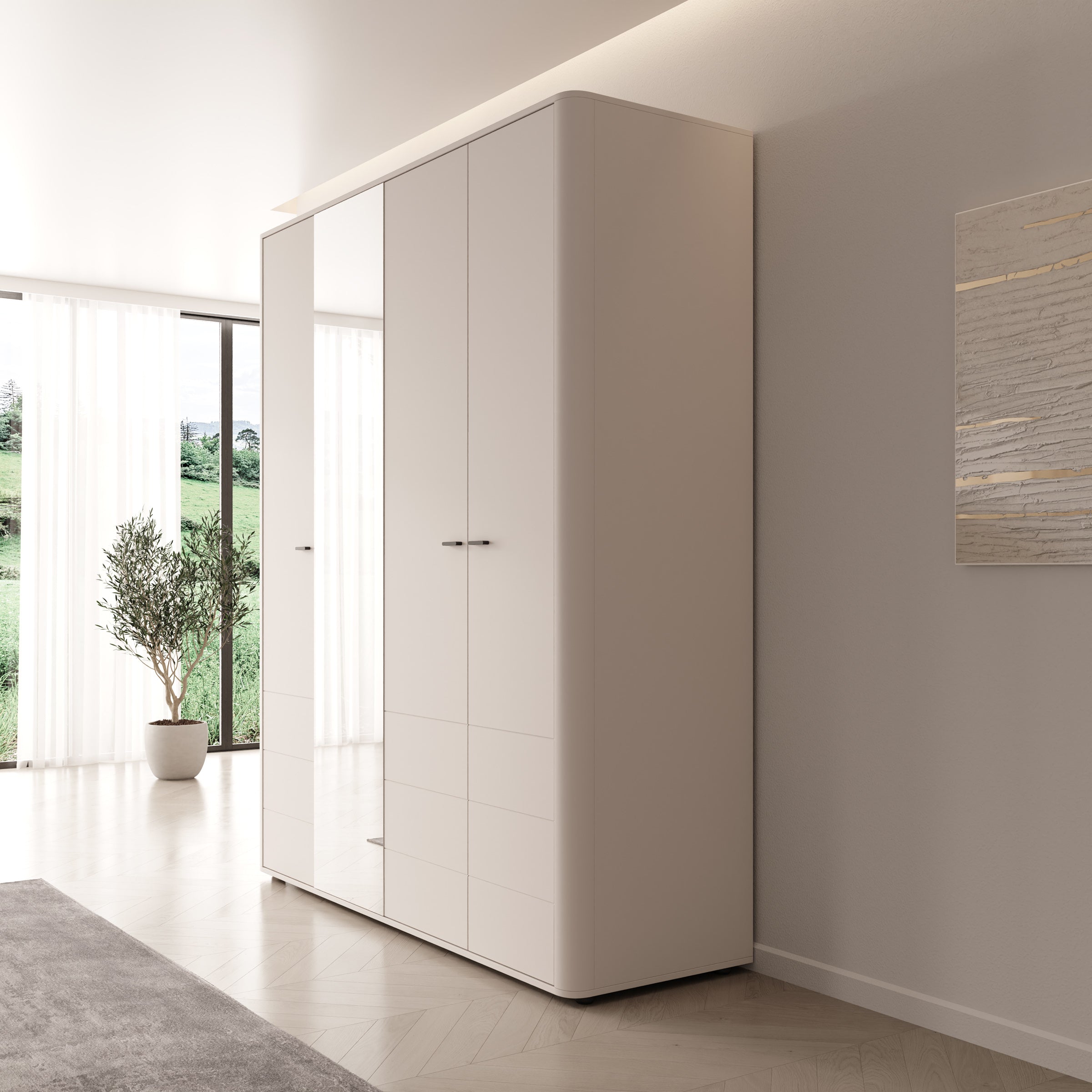 Sorello - Kledingkast 4 deurs - Beige - 180x56x211 cm