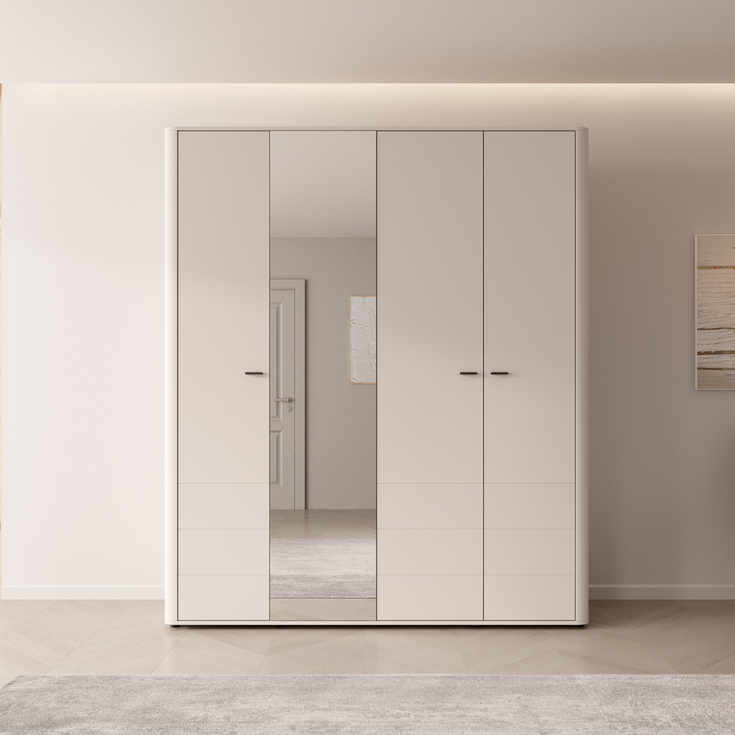 Sorello - Kledingkast 4 deurs - Beige - 180x56x211 cm