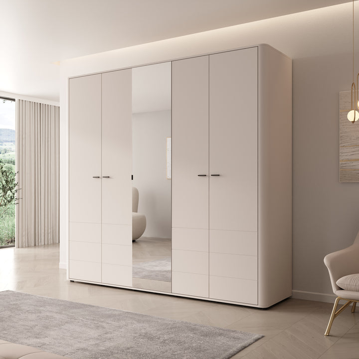 Sorello - Kledingkast met 5 deuren - Beige - 225x56x211 cm