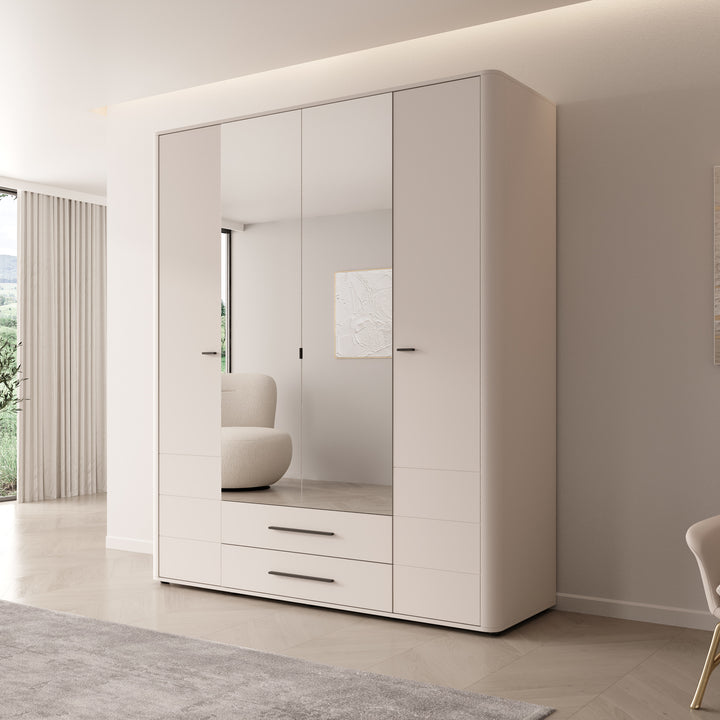 Sorello - Kledingkast met lades - Beige - 180x56x211 cm