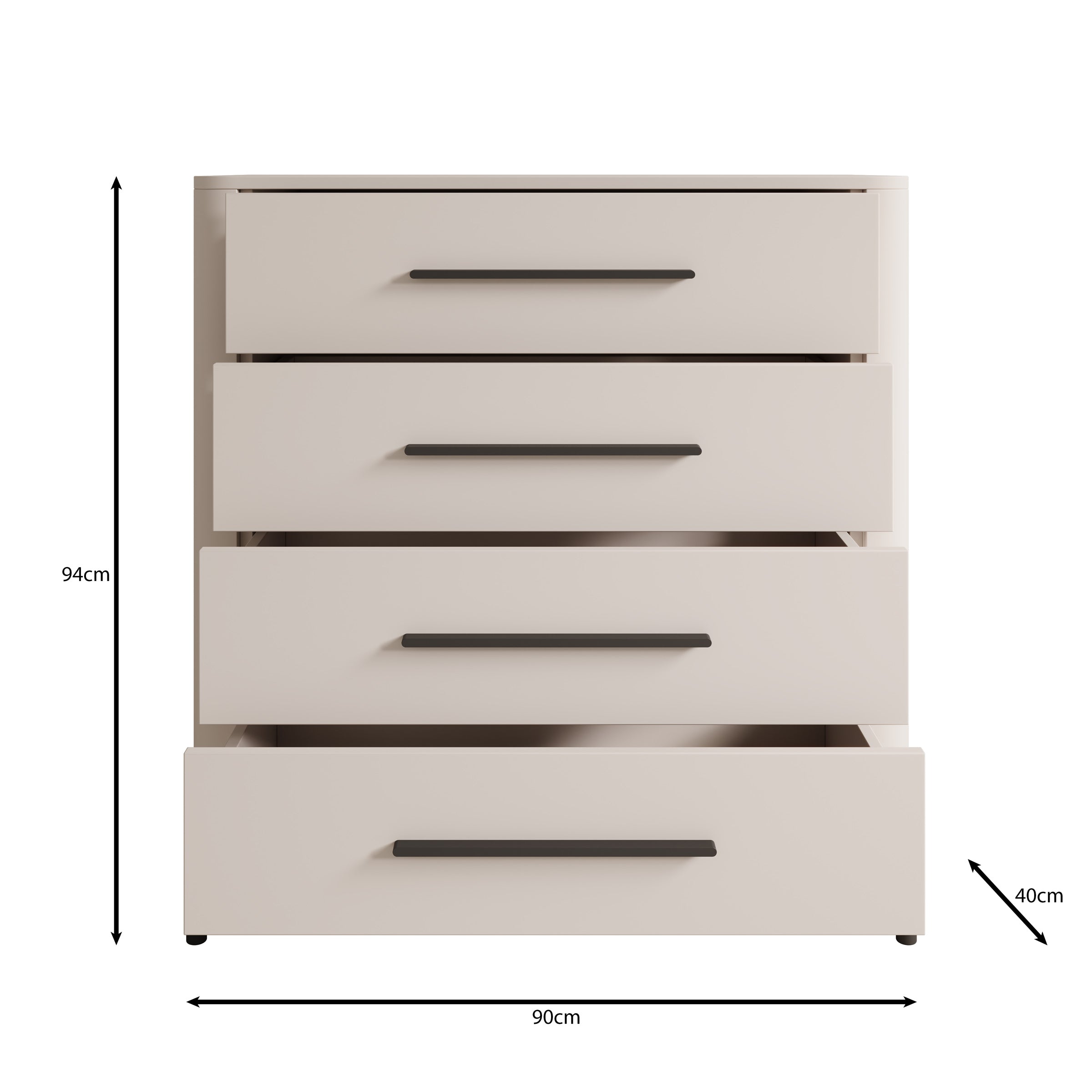 Sorello - Ladekast met 4 lades - Beige - 90x40x94 cm