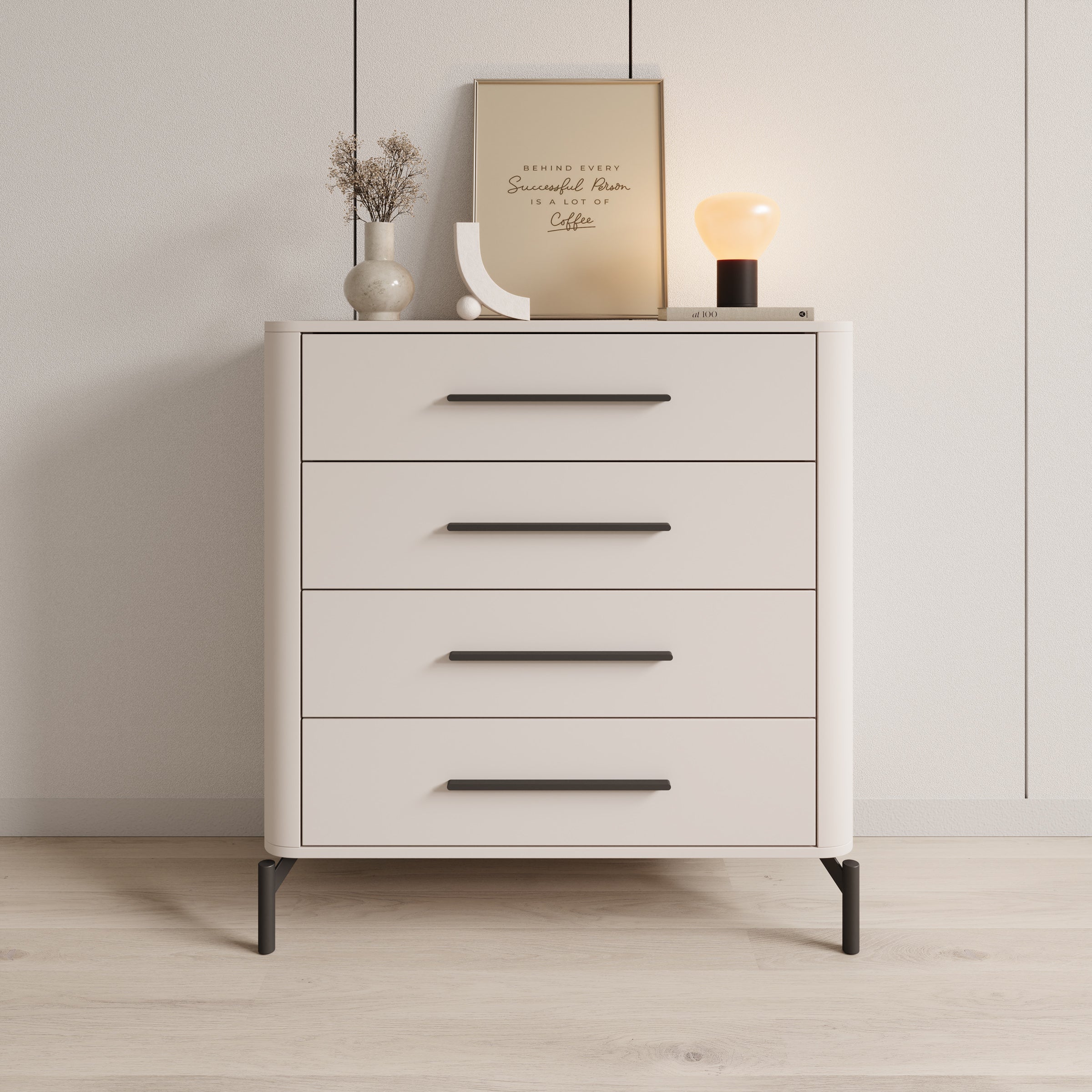 Sorello - Ladekast met 4 lades - Beige - 90x40x94 cm