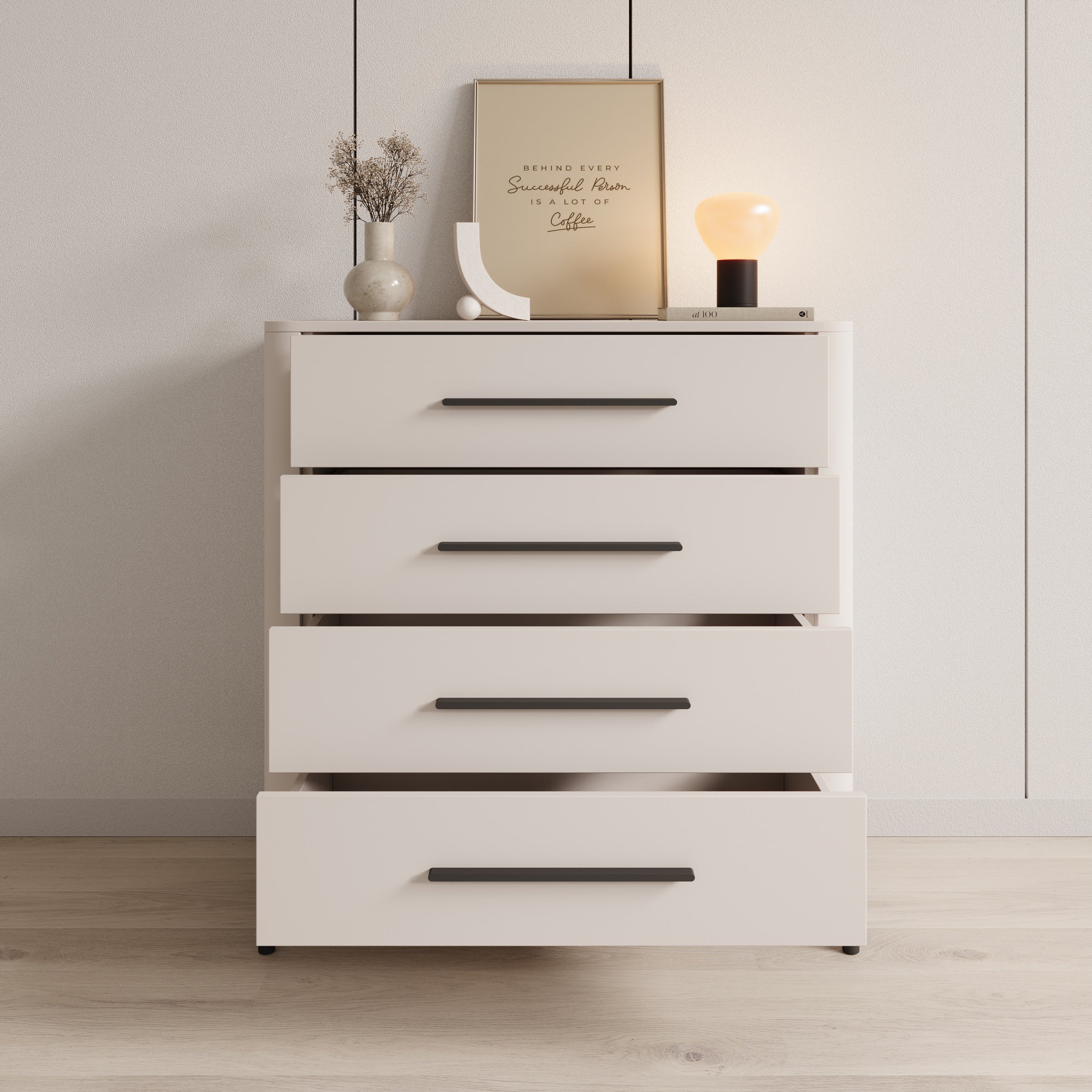 Sorello - Ladekast met 4 lades - Beige - 90x40x94 cm