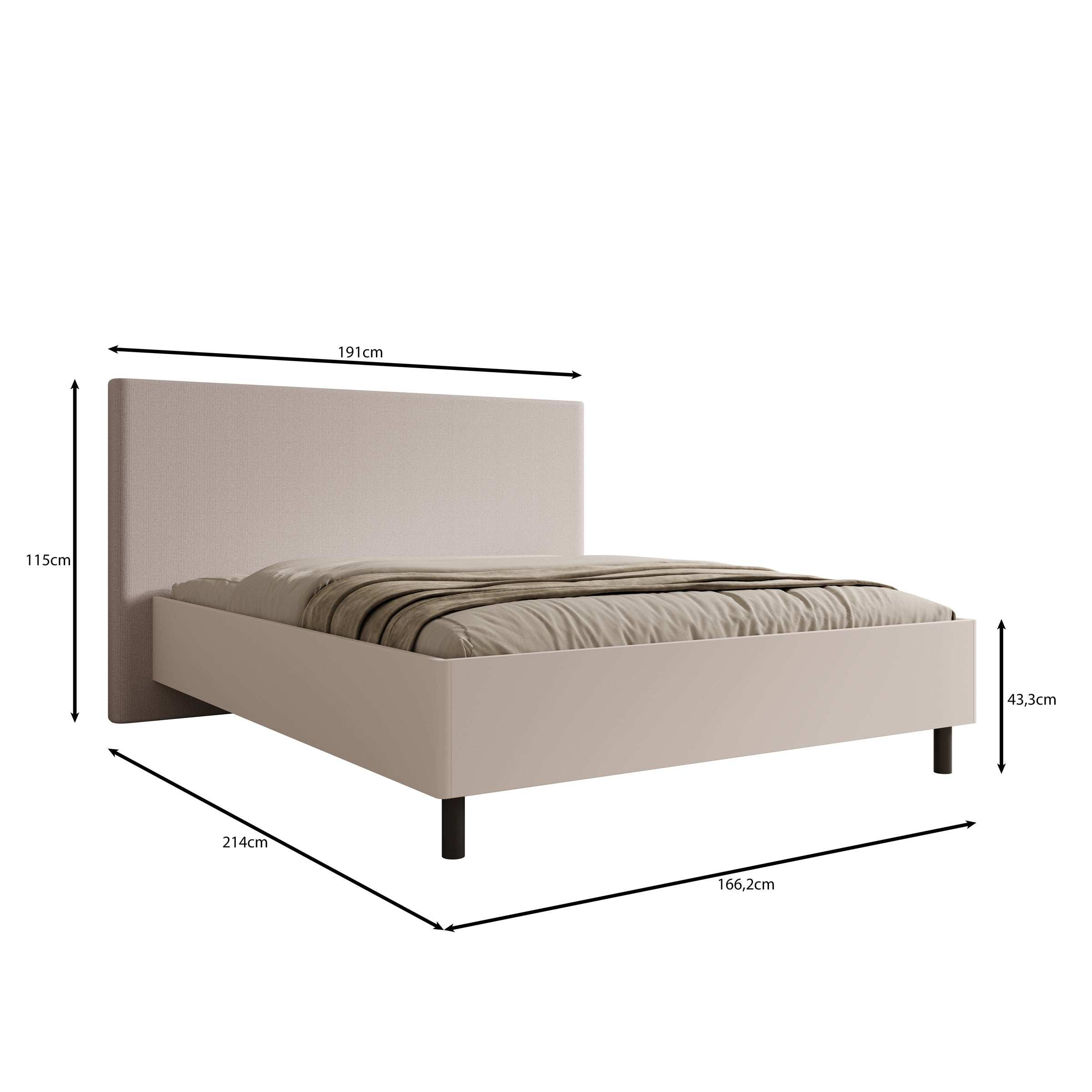 Sorello - Tweepersoonsbed - Beige - 160x200 cm