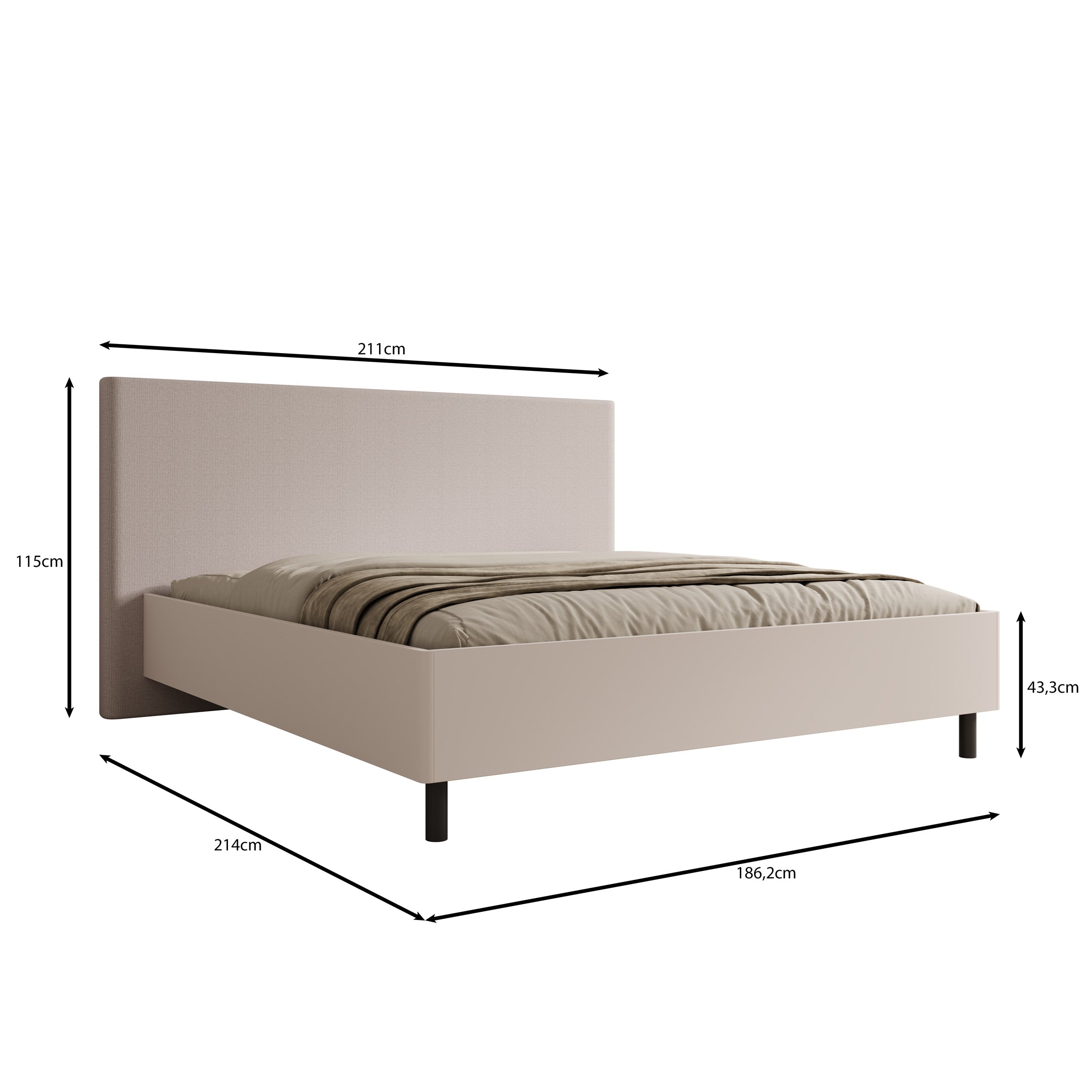 Sorello - Tweepersoonsbed - Beige - 180x200 cm