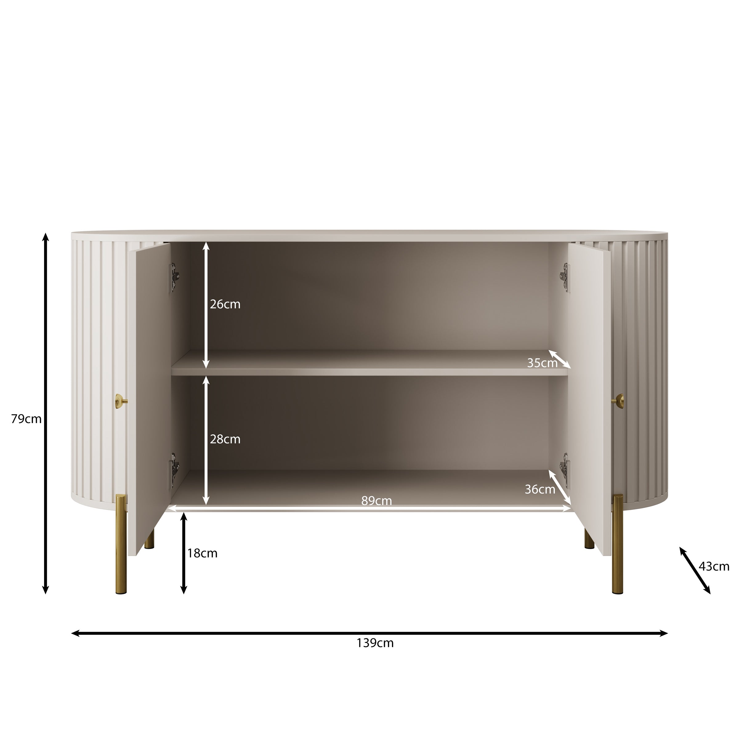 Sorenna - Dressoir - Beige - 139x40x79 cm