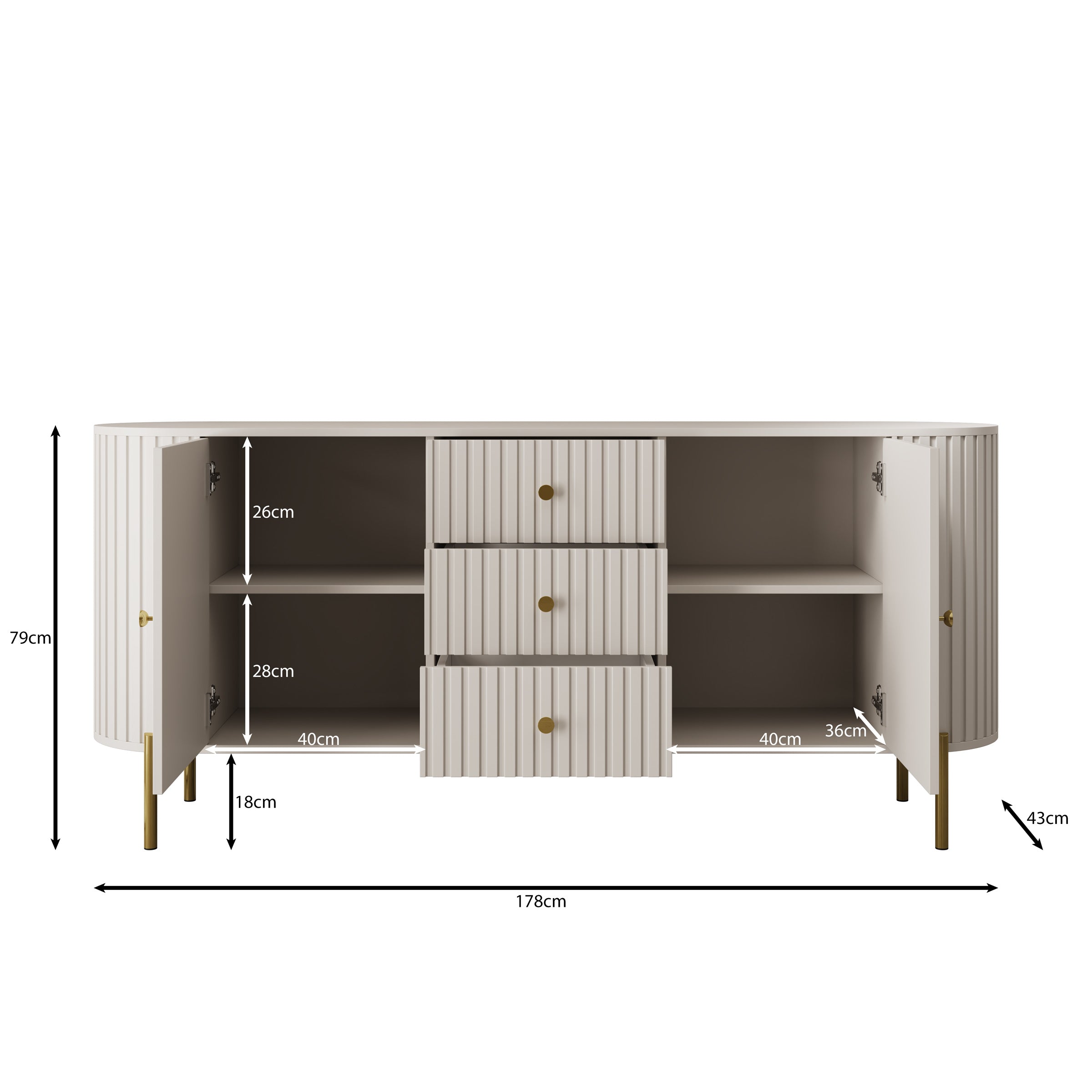 Sorenna - Dressoir - Beige - 178x40x79 cm