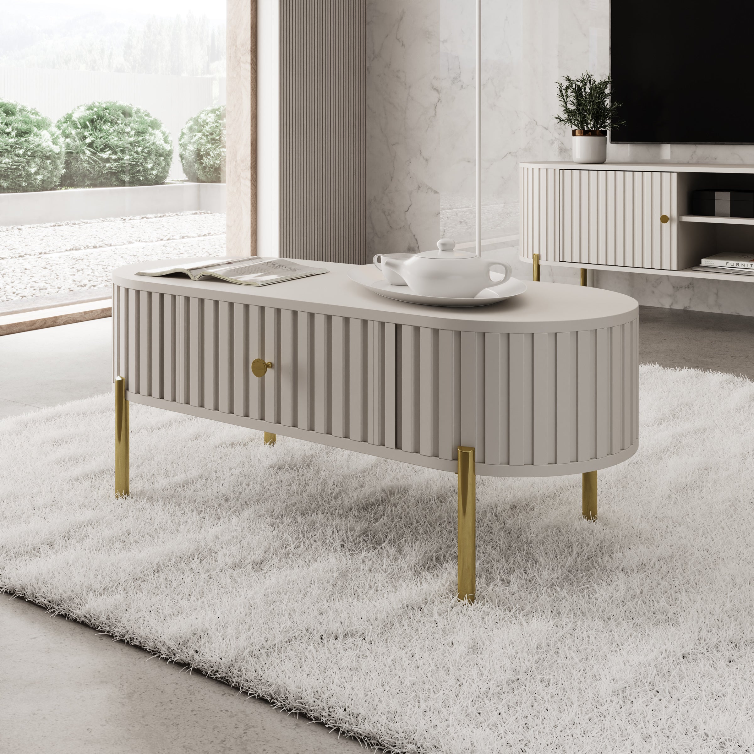 Sorenna - Salontafel - Beige - 100x55x39 cm