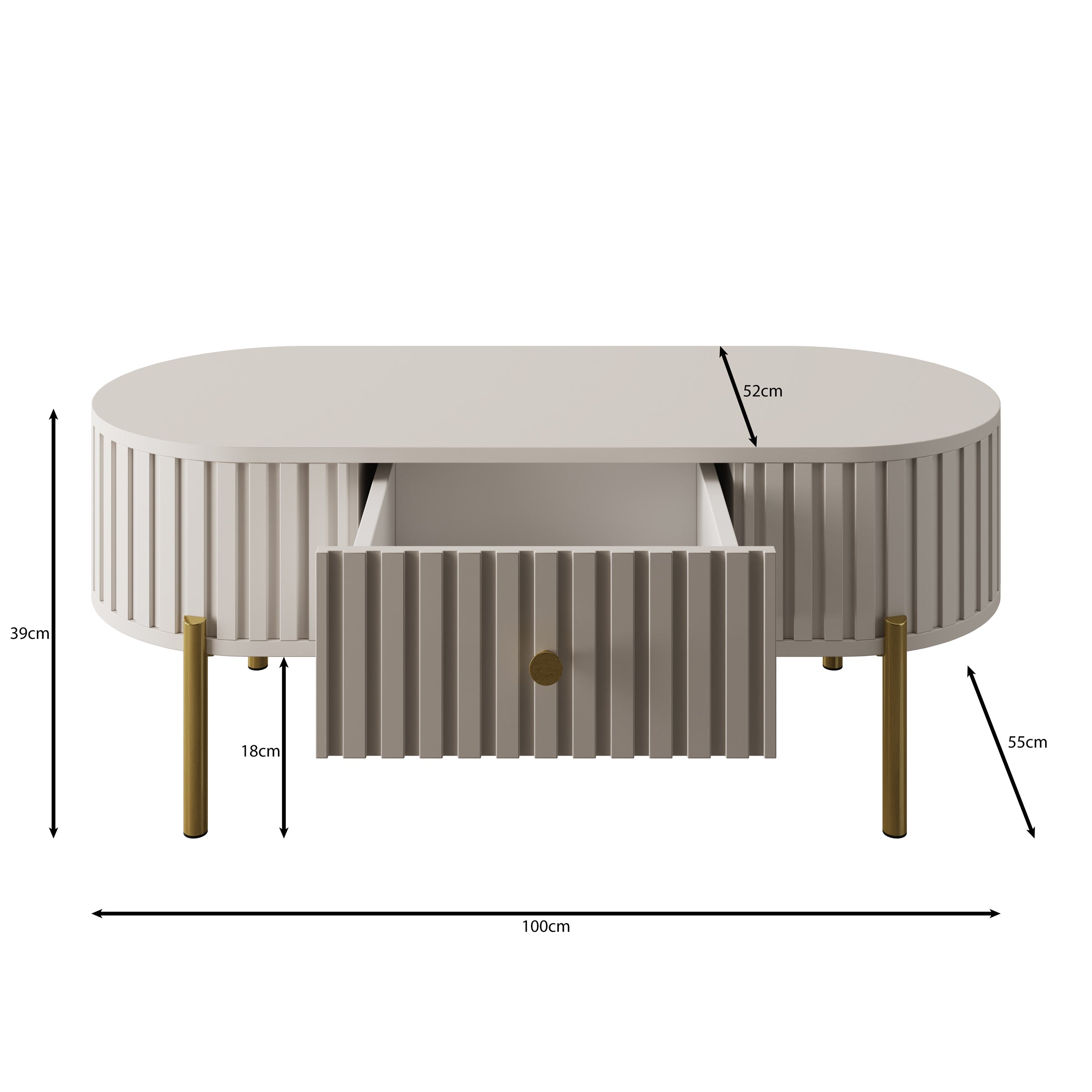 Sorenna - Salontafel - Beige - 100x55x39 cm