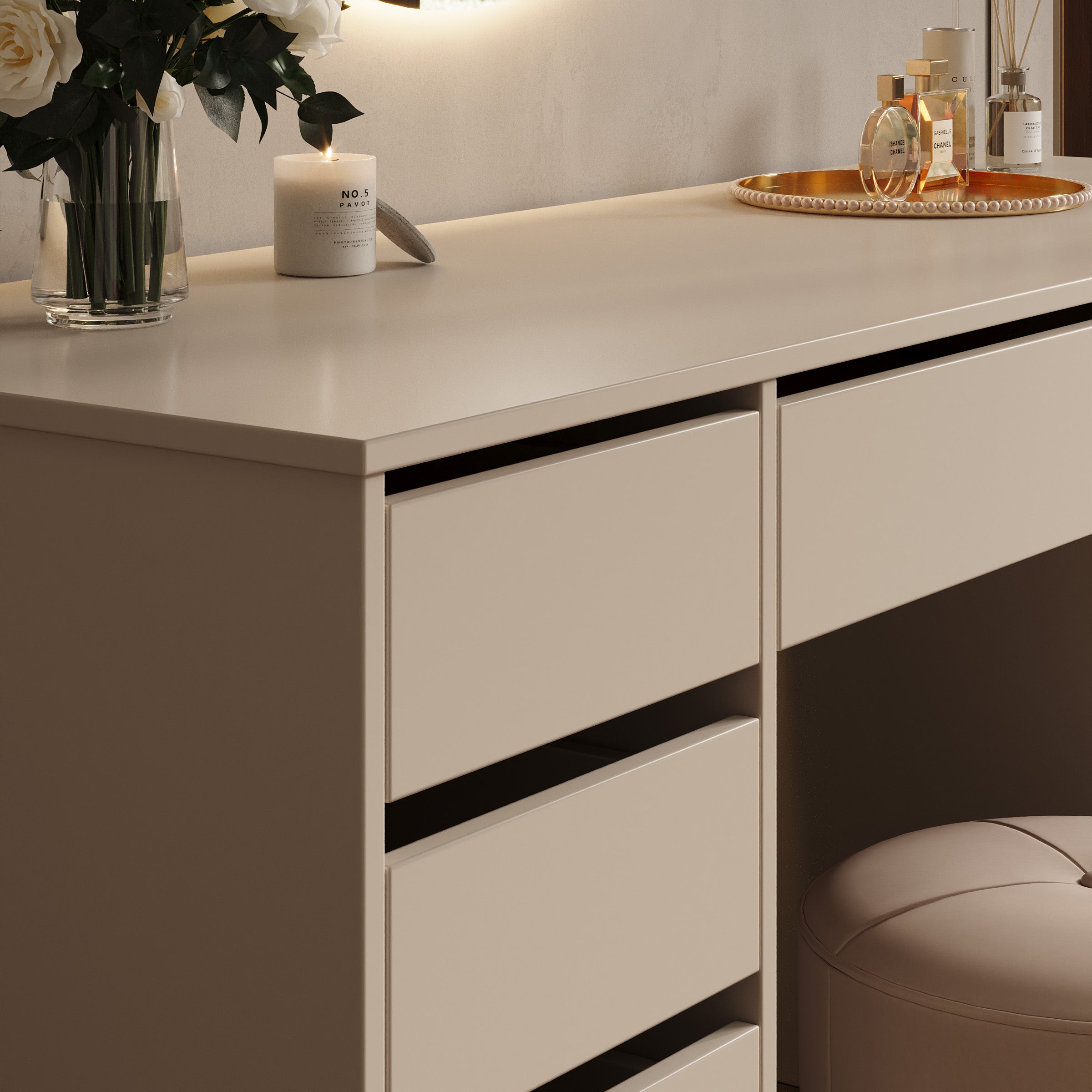 Sorobon - Kaptafel - Beige - 152x54x76 cm