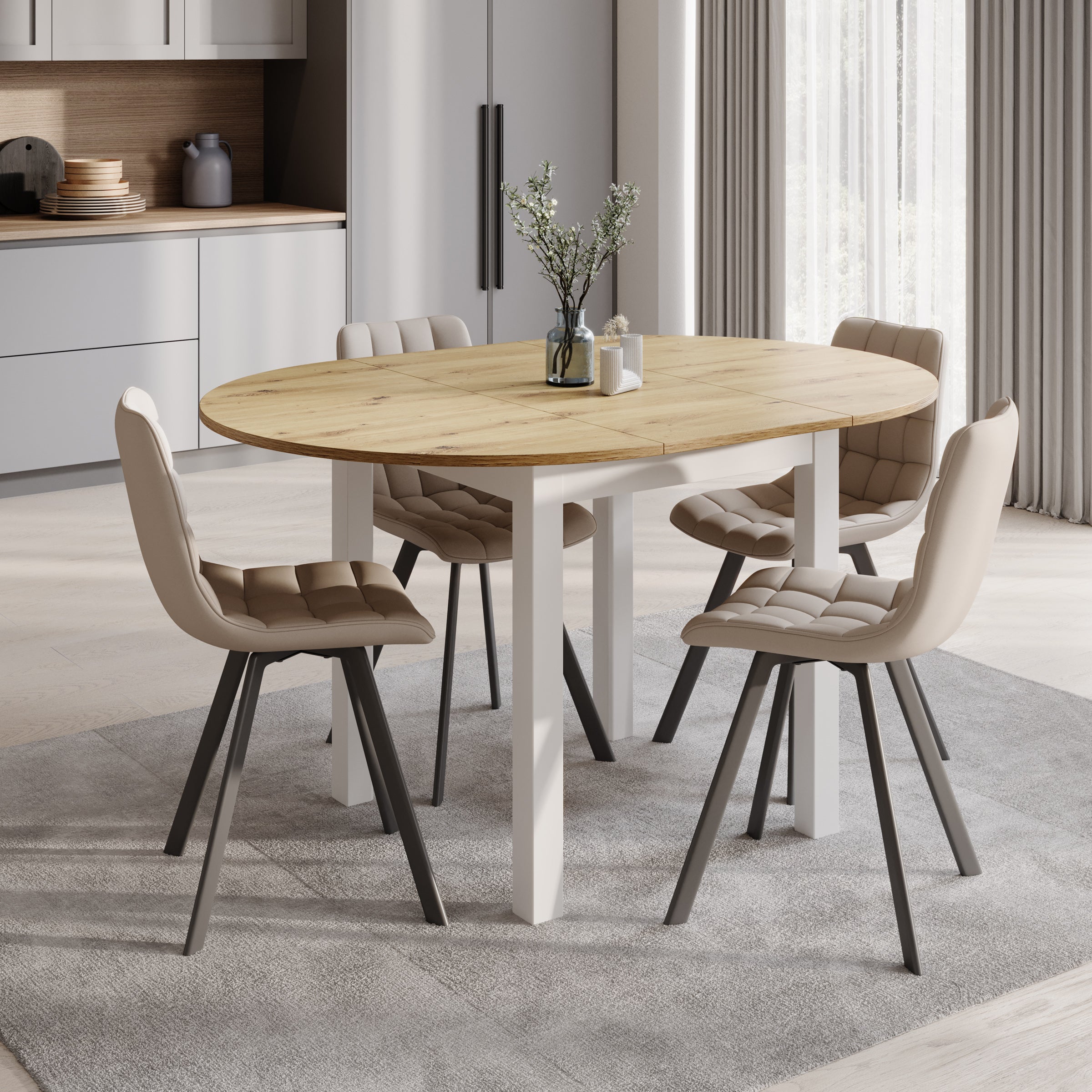 South - Eetkamertafel - Eiken/Wit