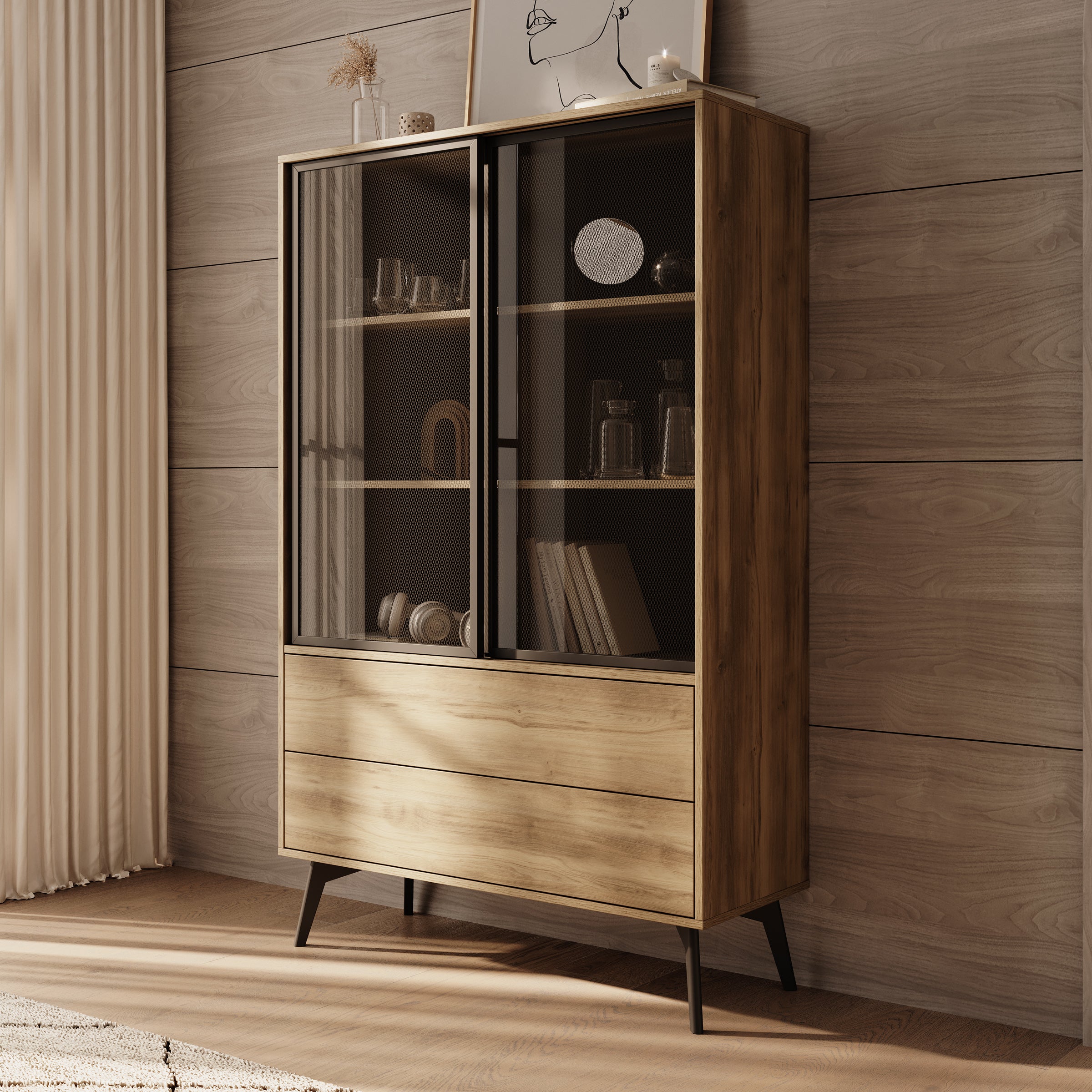 Spa - Vitrinekast - Eiken - 100x39x165 cm