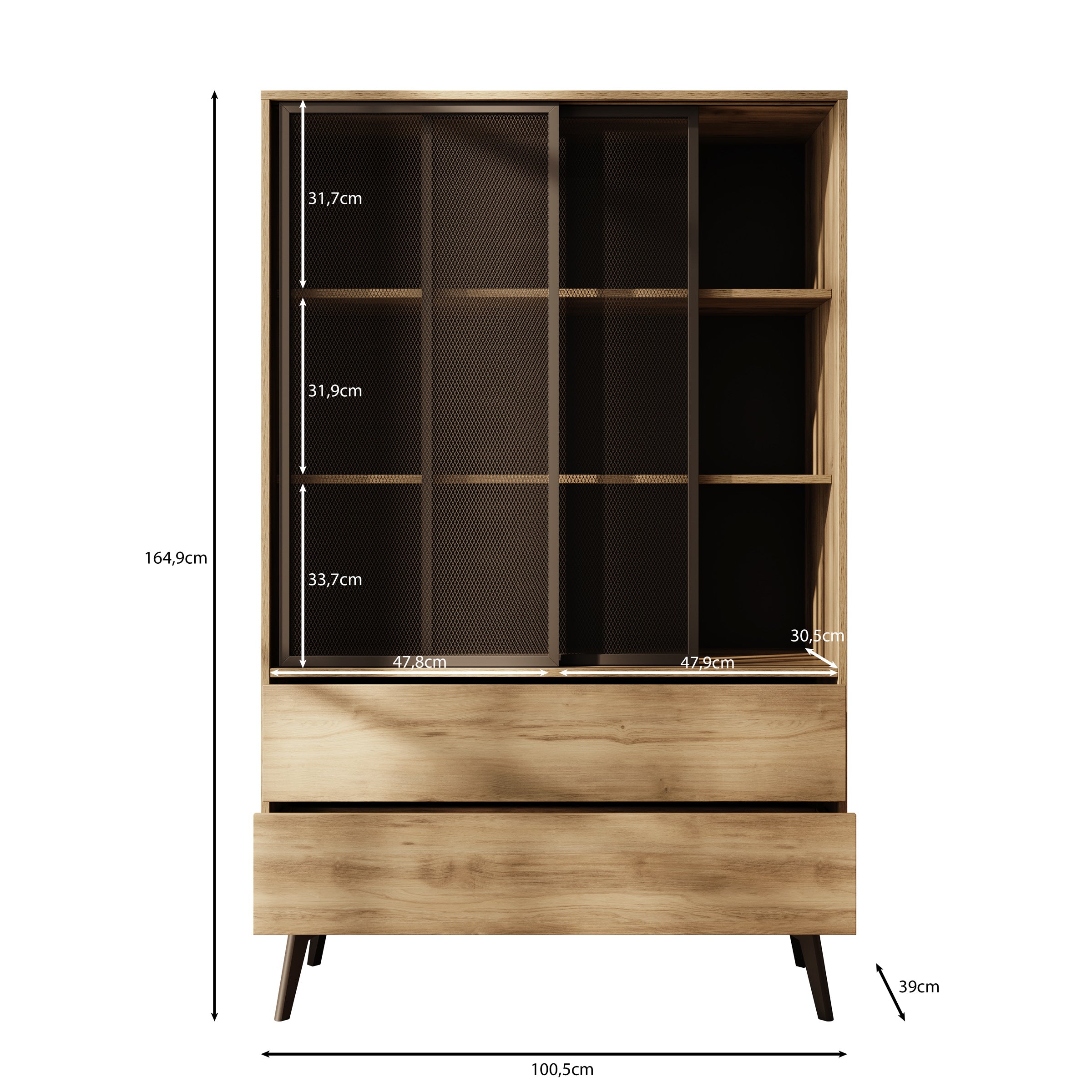 Spa - Vitrinekast - Eiken - 100x39x165 cm