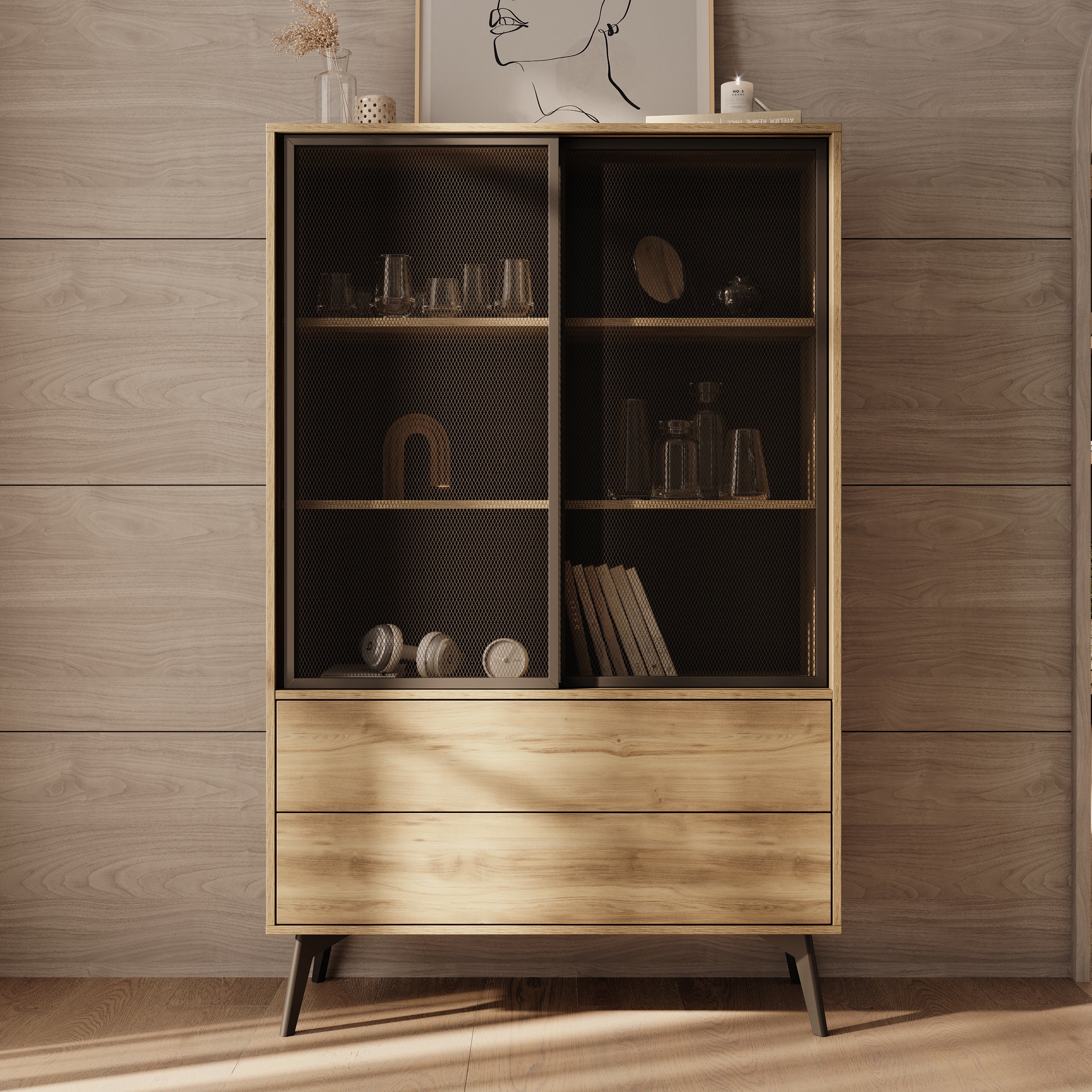 Spa - Vitrinekast - Eiken - 100x39x165 cm