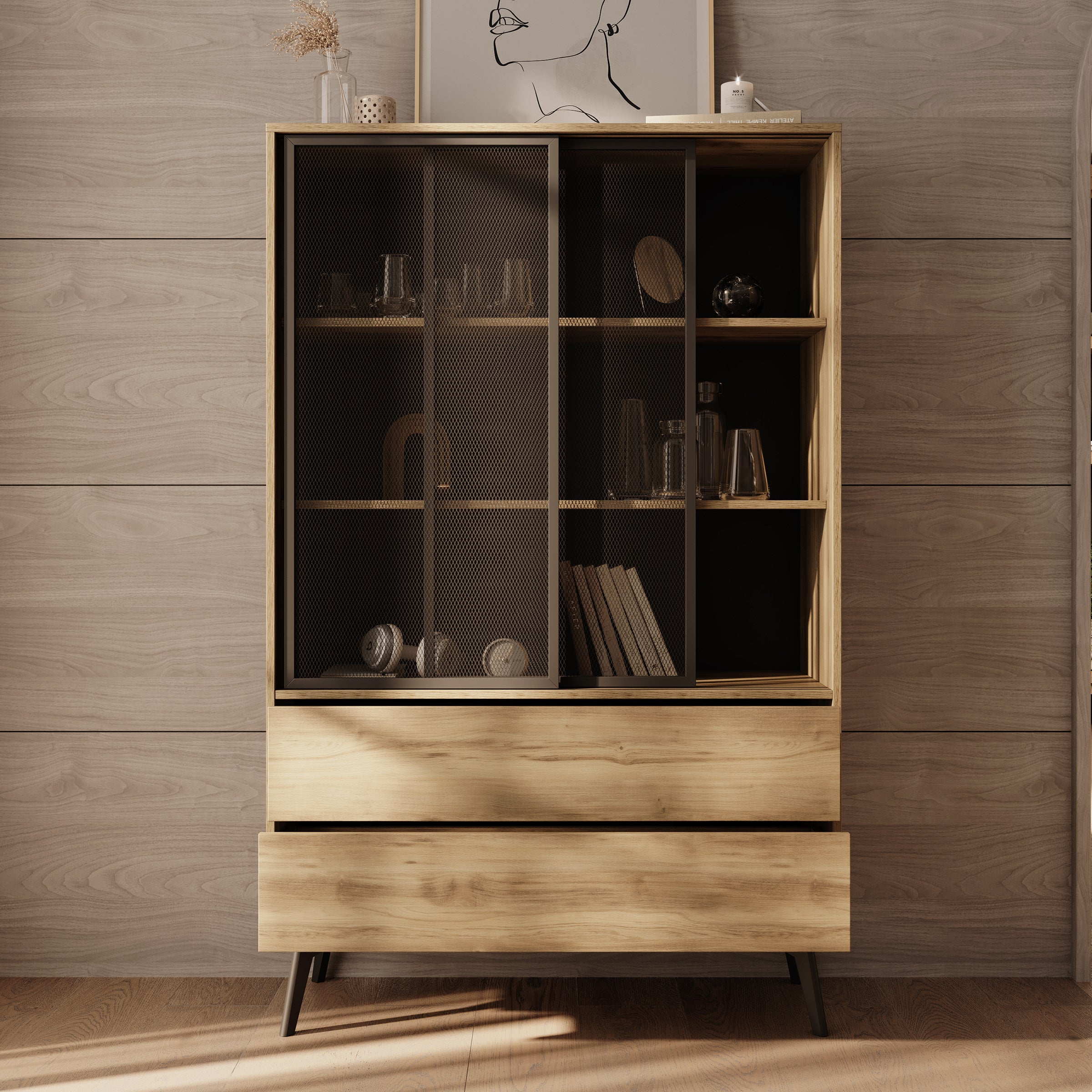 Spa - Vitrinekast - Eiken - 100x39x165 cm