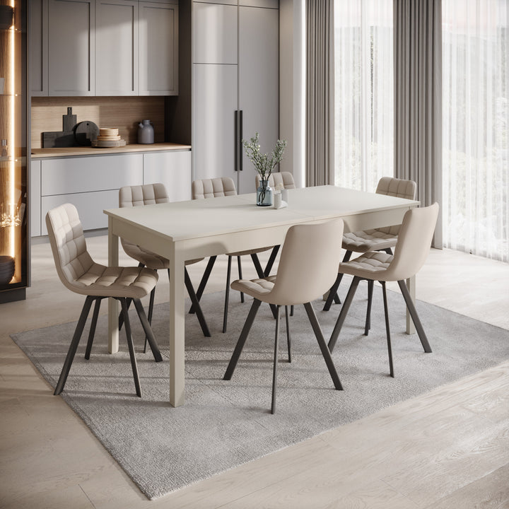 Steve - Eetkamertafel - Beige - 160x80x77 cm