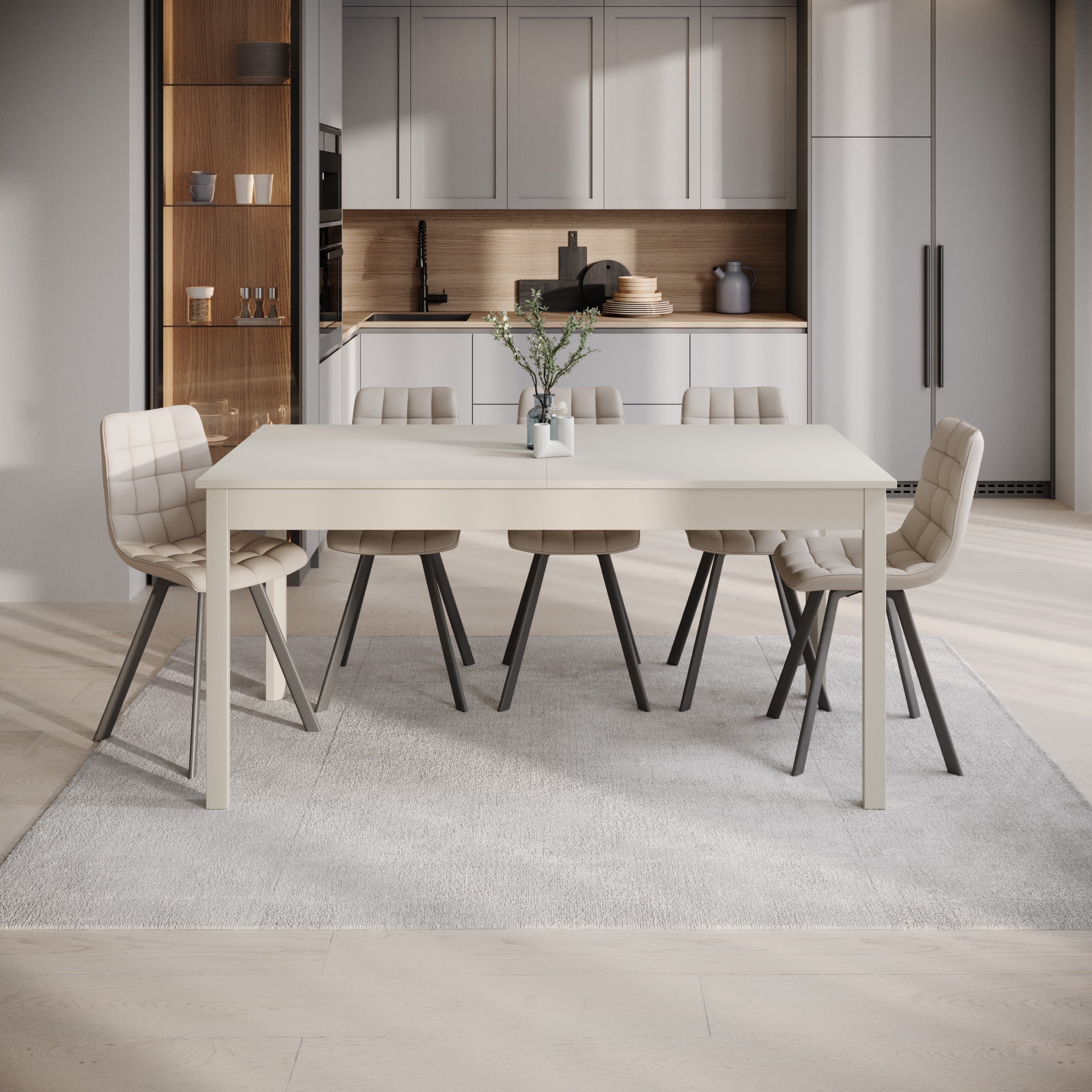 Steve - Eetkamertafel - Beige - 160x80x77 cm