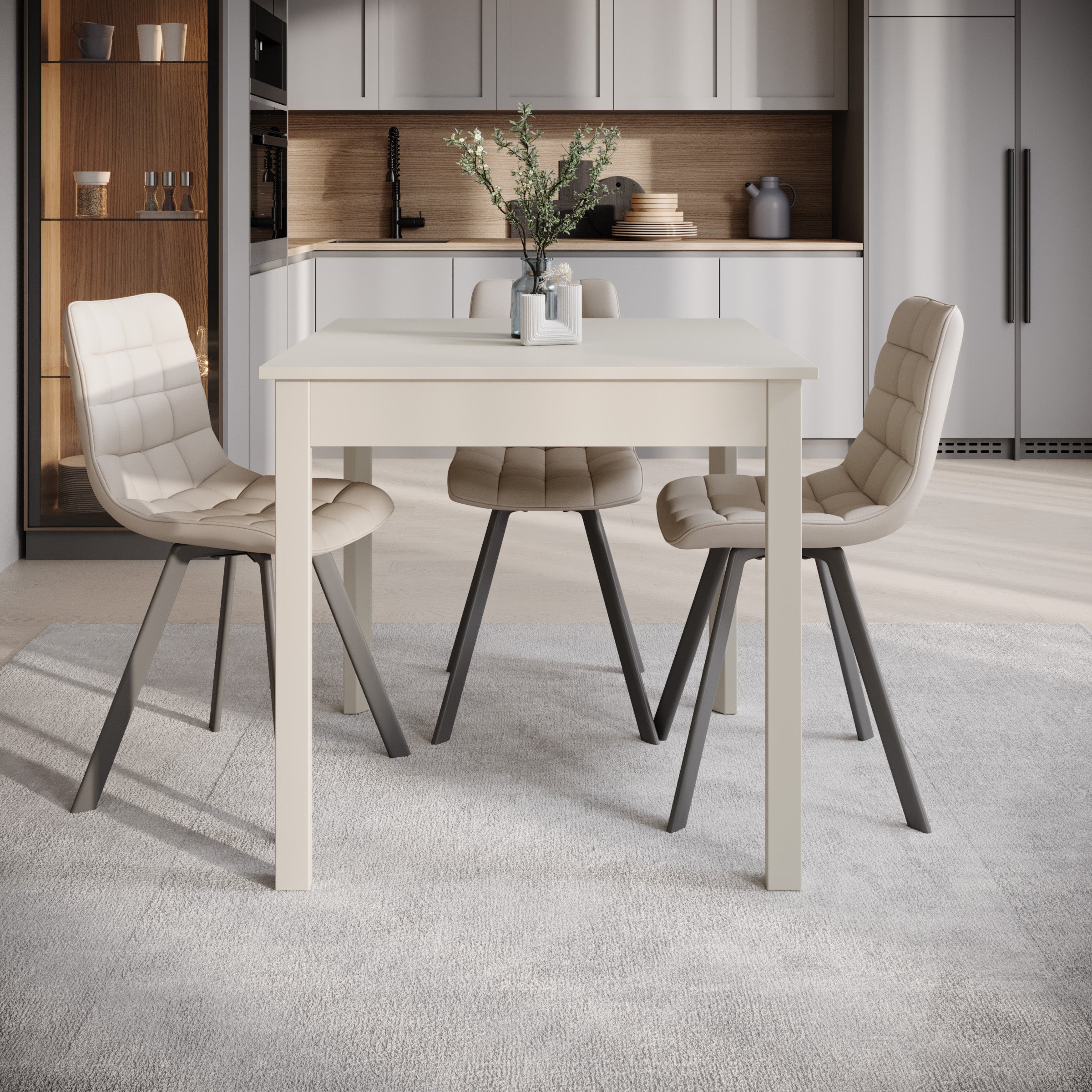 Steve - Eetkamertafel - Beige - 80x80x77 cm