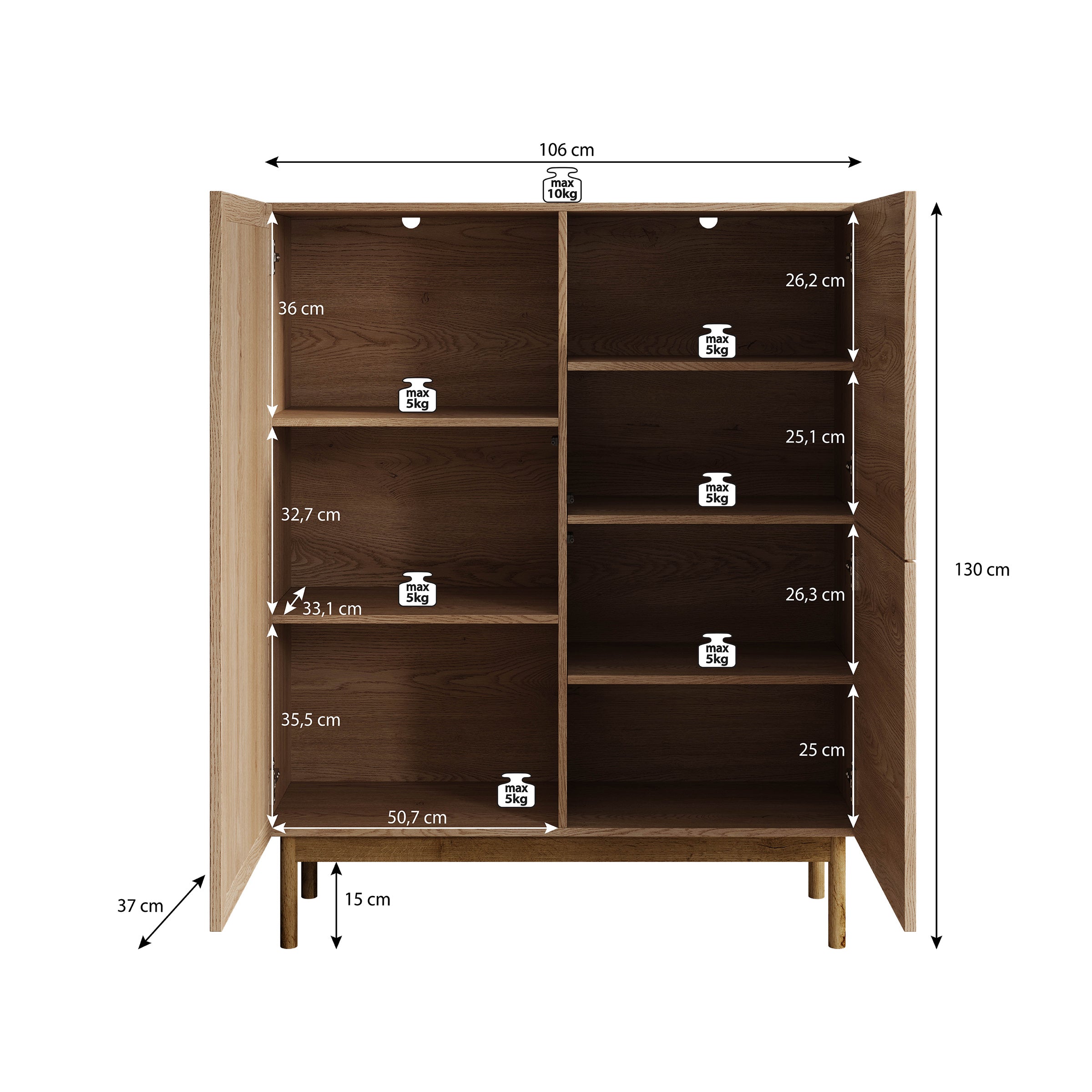 Storm - Dressoir - Eiken - 106x37x130 cm