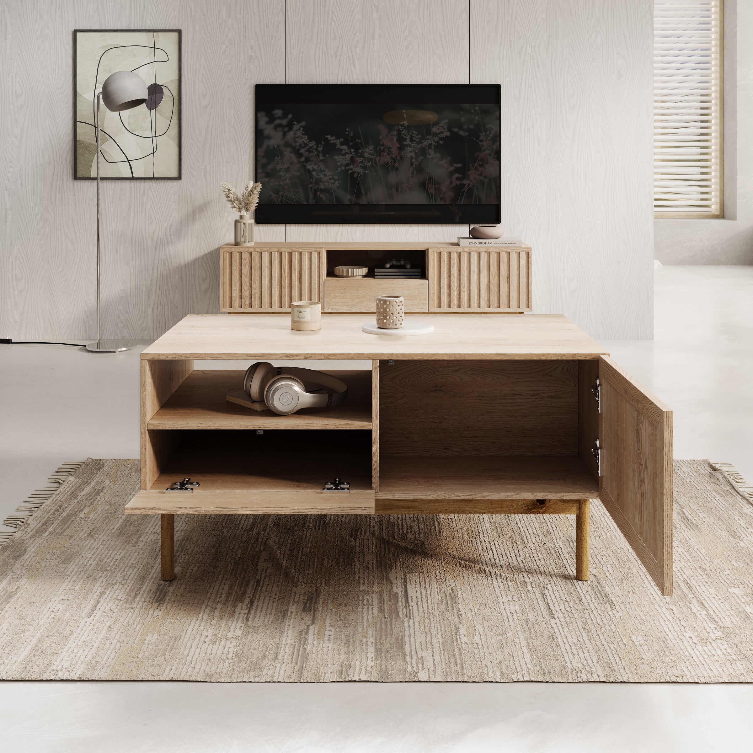 Storm - Salontafel met lade - Eiken - 106x64x53 cm