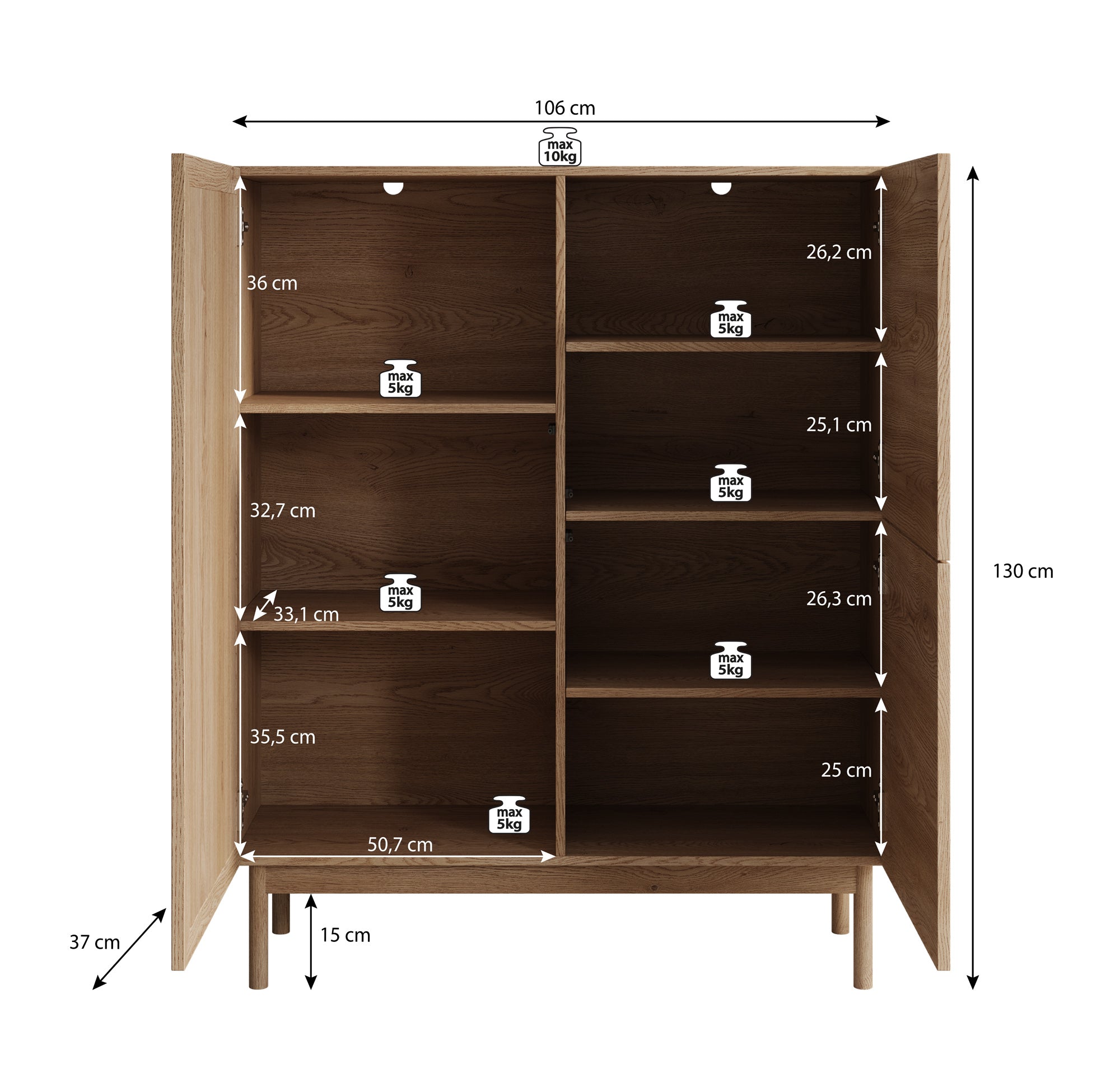 Storm - Dressoir - Eiken - 106x37x103 cm