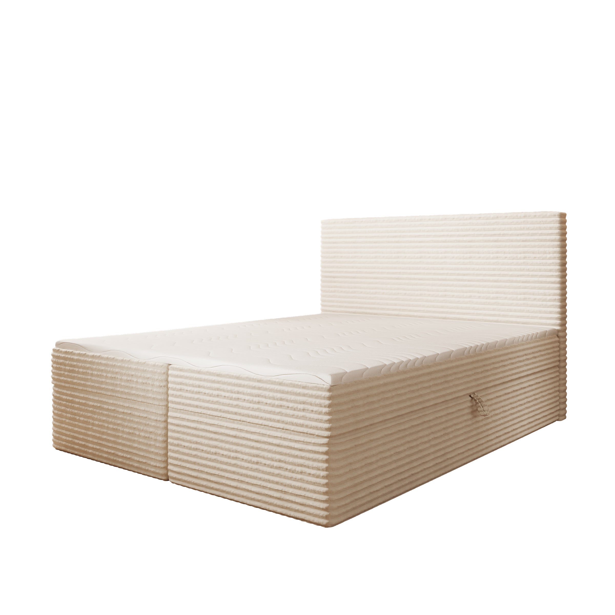 Strel - Boxspring met opbergruimte - Fluffy ribstof beige - 160x200 cm