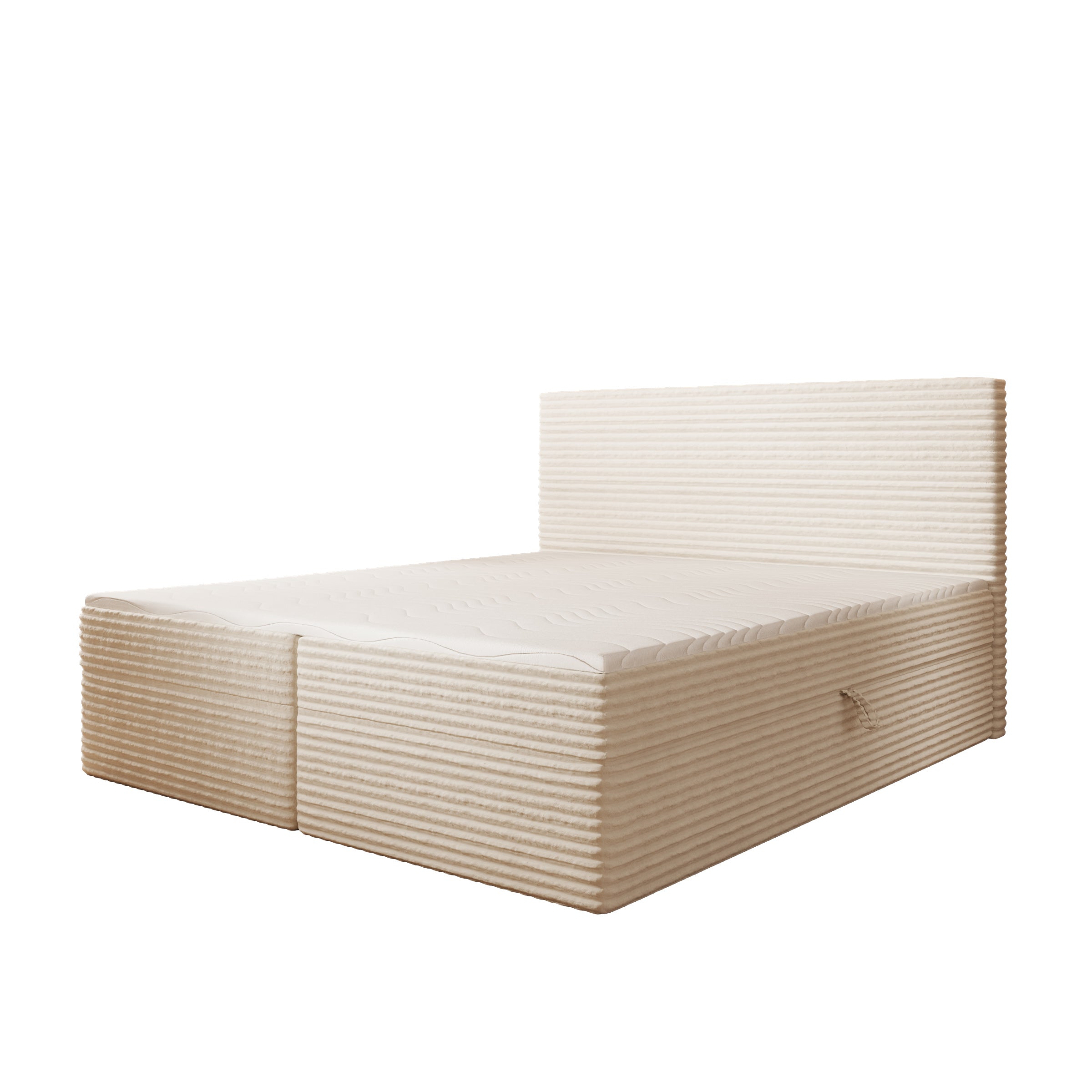 Strel - Boxspring met opbergruimte - Fluffy ribstof beige - 180x200 cm