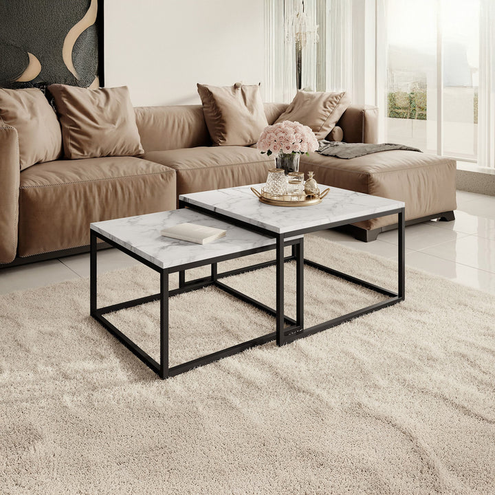 Styler - Salontafel set van 2 - Wit marmerlook