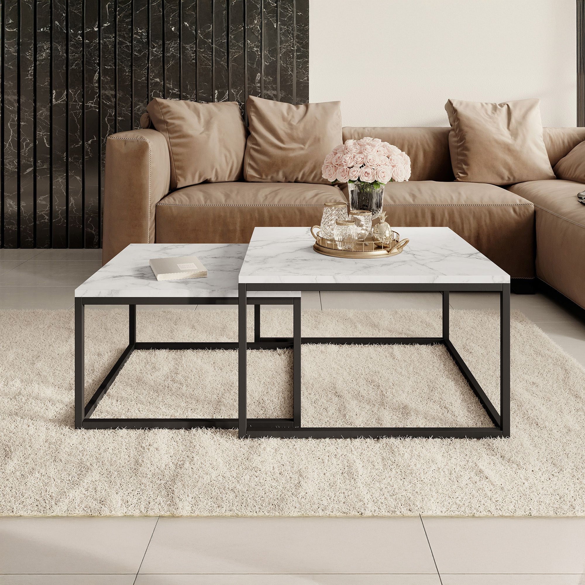 Styler - Salontafel set van 2 - Wit marmerlook