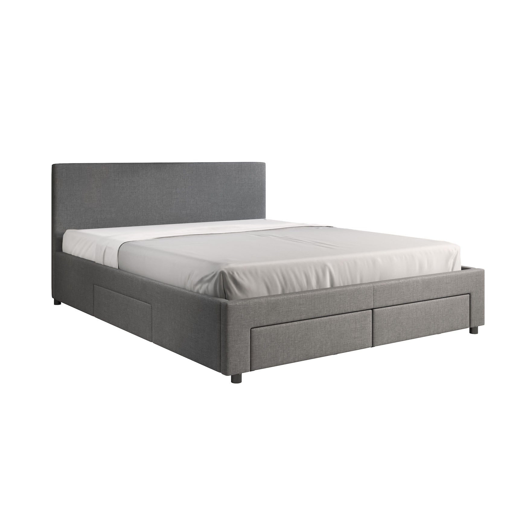 Suente - Tweepersoonsbed met 4 lades - Stof grijs - 160x200 cm