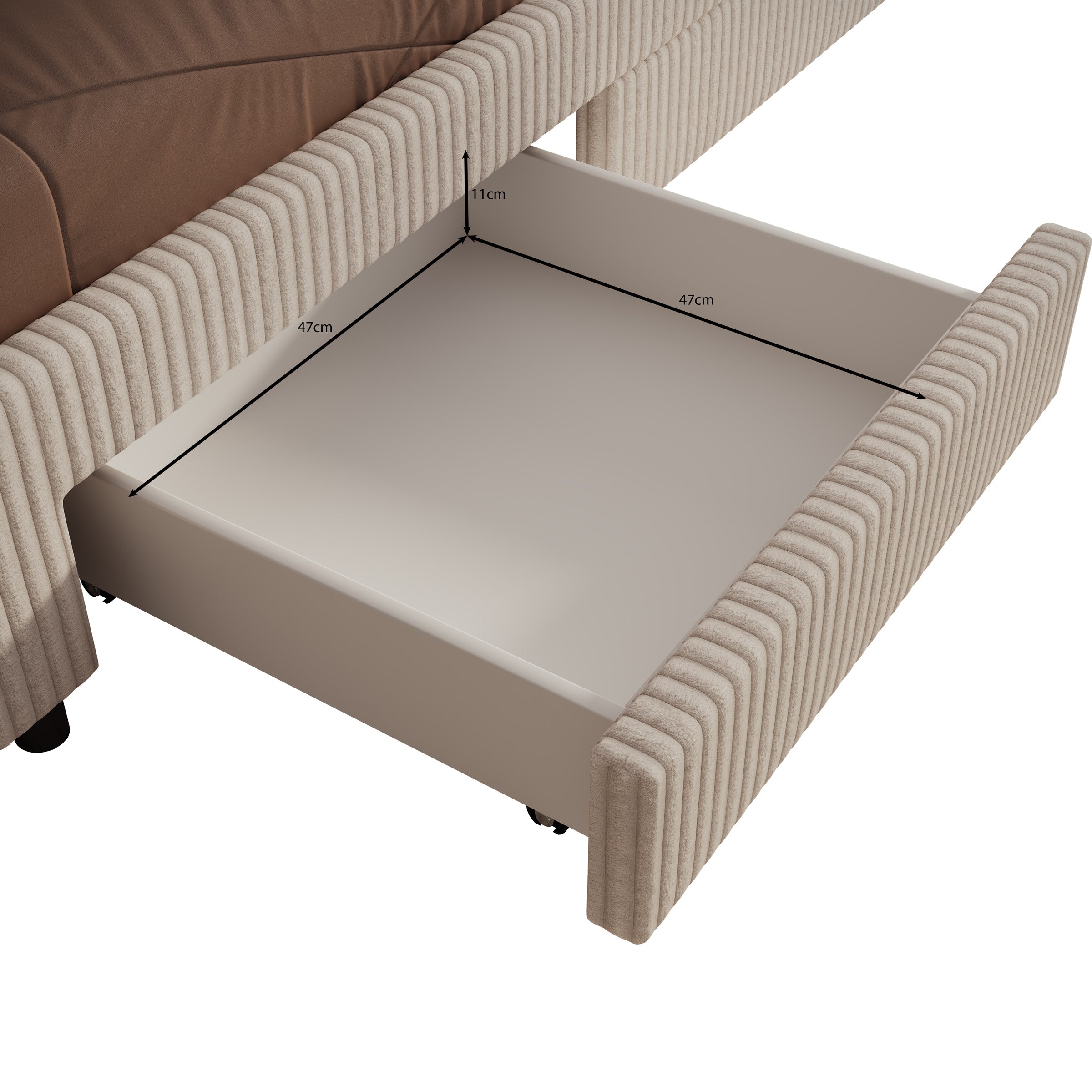 Suente - Tweepersoonsbed met 4 lades - Teddystof beige - 180x200 cm
