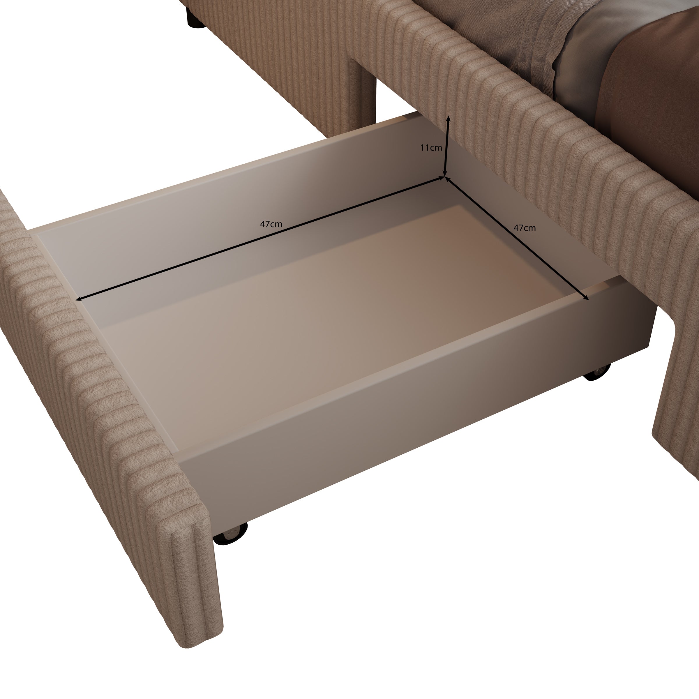 Suente - Tweepersoonsbed met 4 lades - Teddystof beige - 180x200 cm