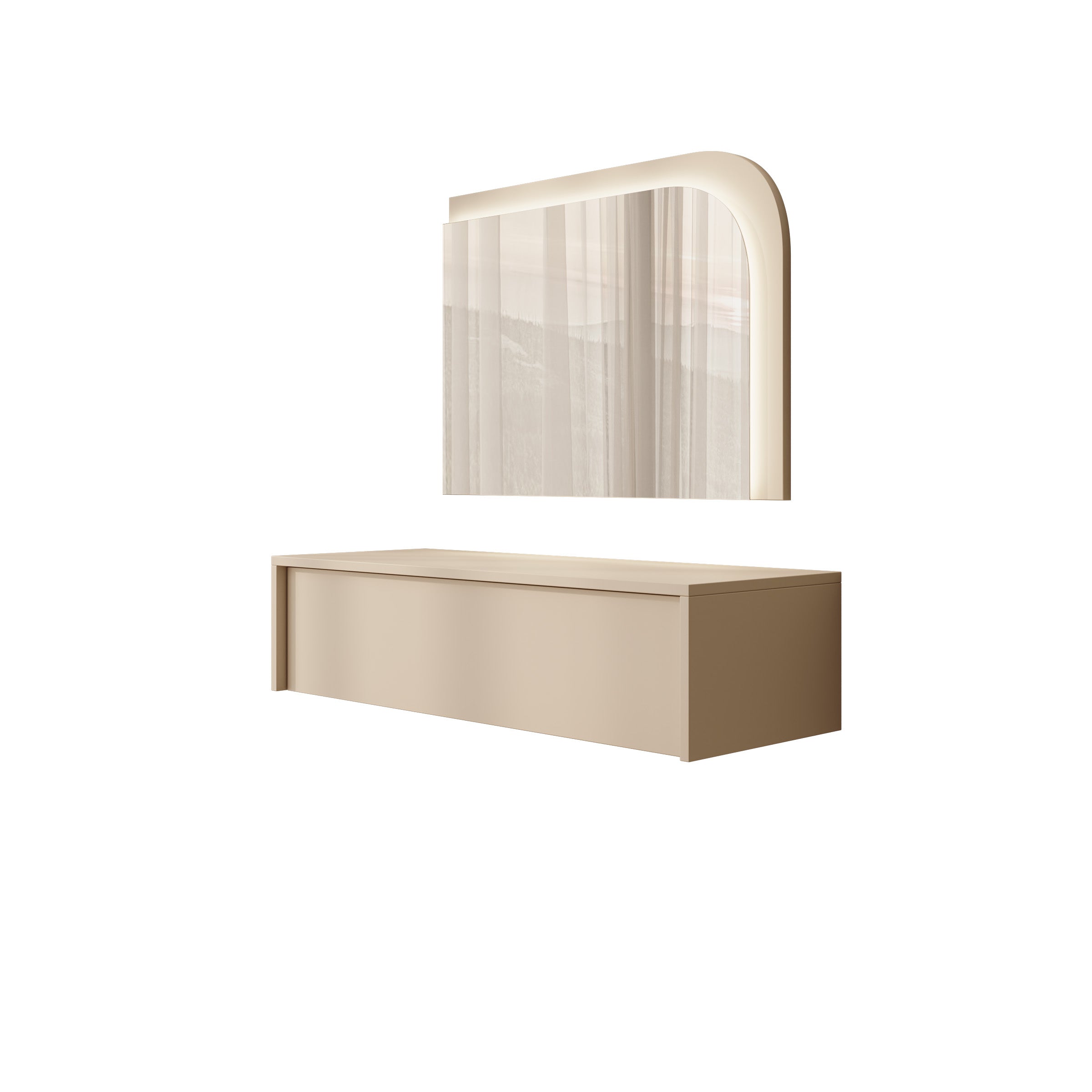 Summit - Kaptafel met spiegel en verlichting - Beige - 93x35x23 cm
