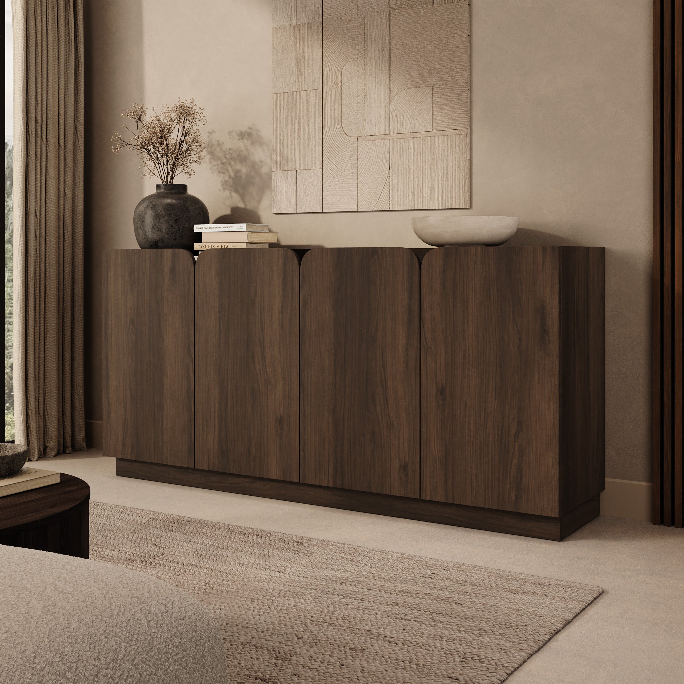 Sunday - Dressoir - Walnootpatroon - 180x40x86 cm