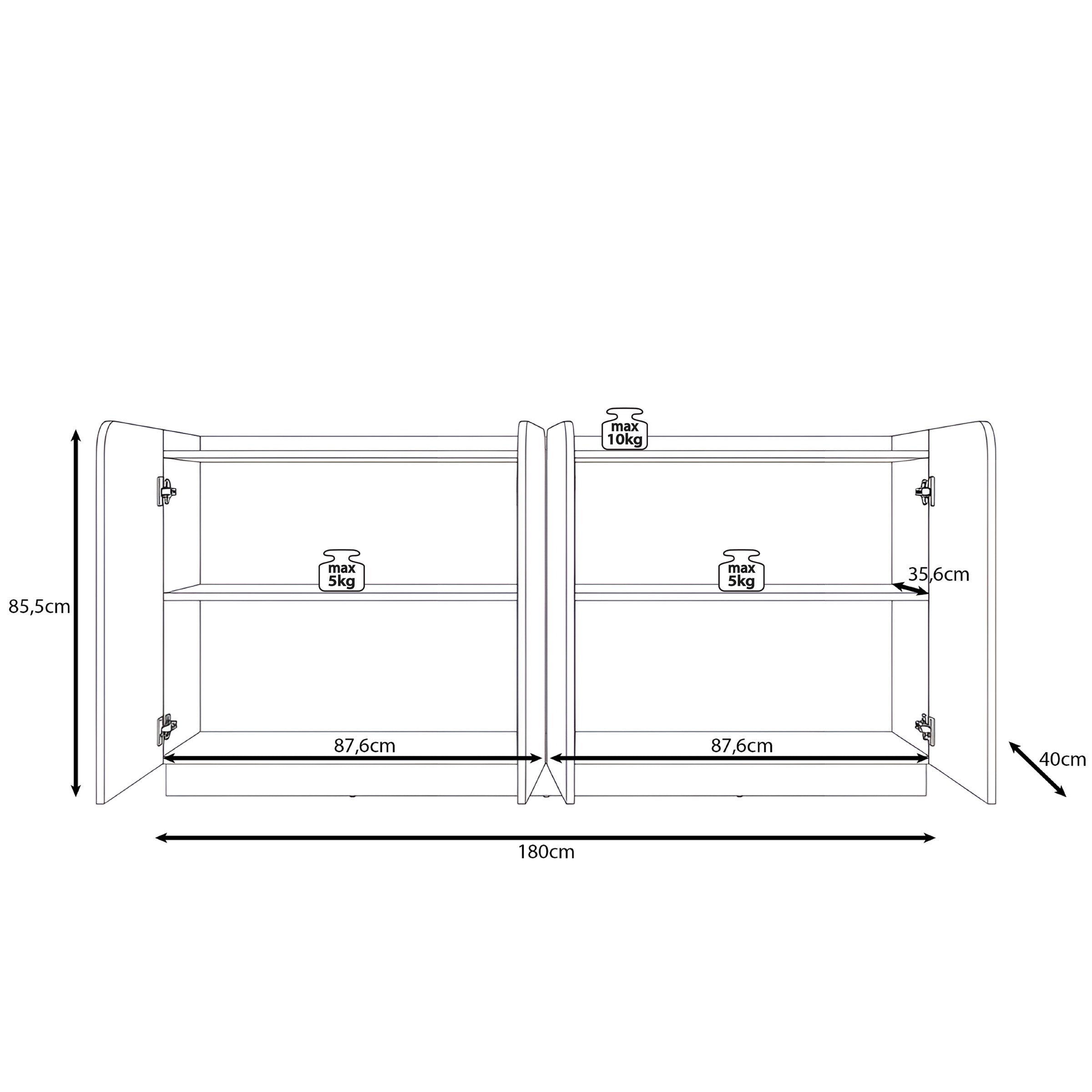 Sunday - Dressoir - Walnootpatroon - 180x40x86 cm