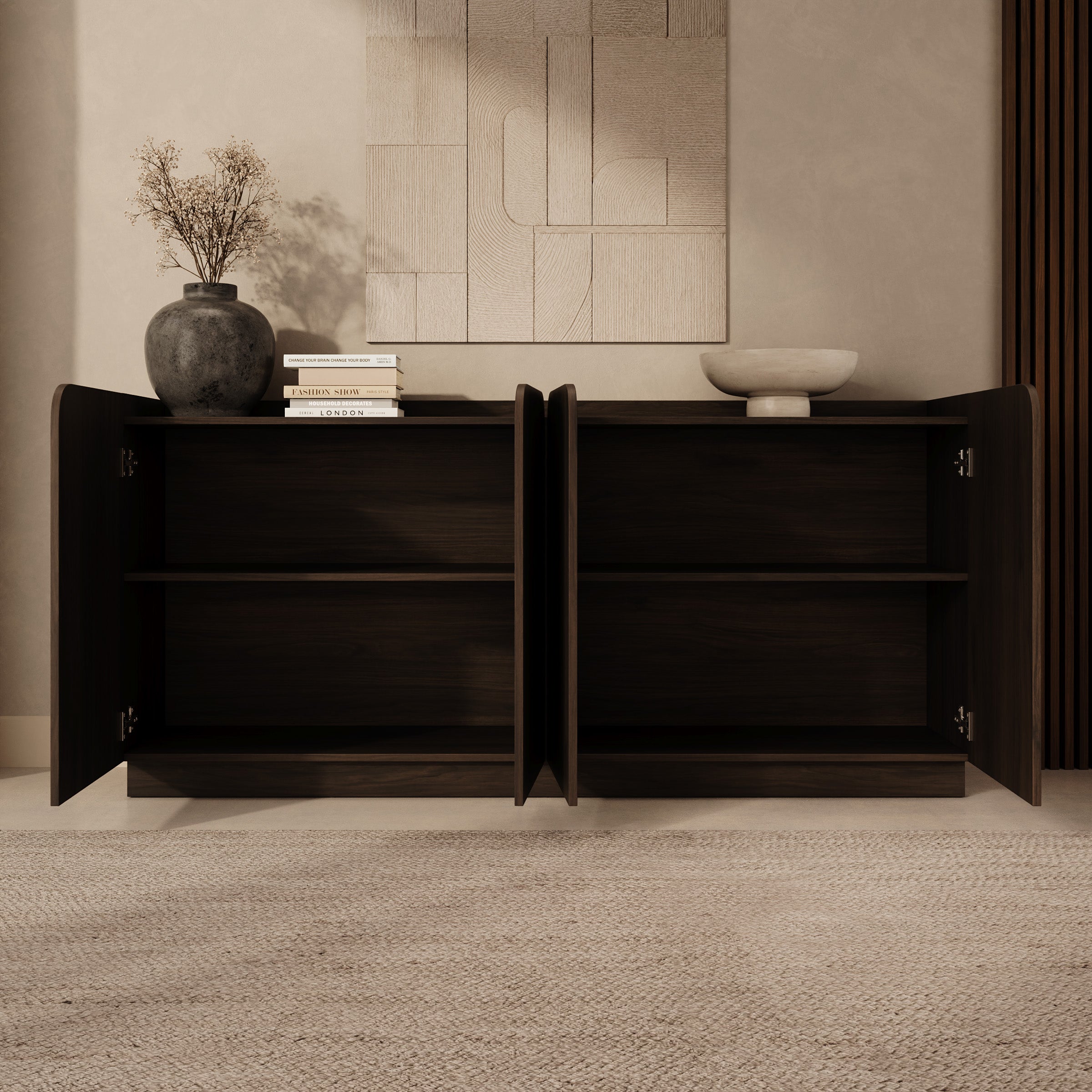 Sunday - Dressoir - Walnootpatroon - 180x40x86 cm