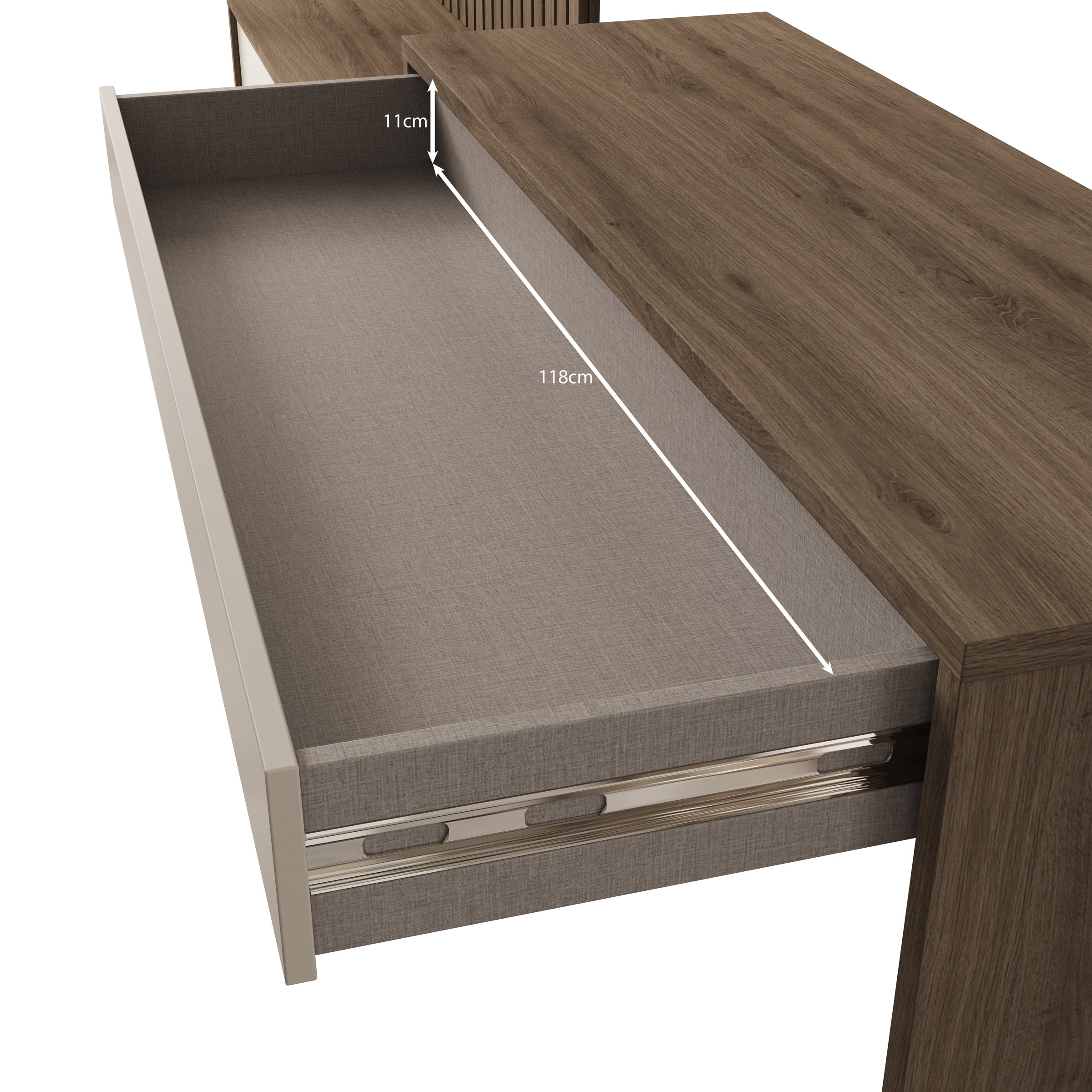 Sundra - Wandmeubel met bureau - Beige/Eiken - 300x42x190 cm