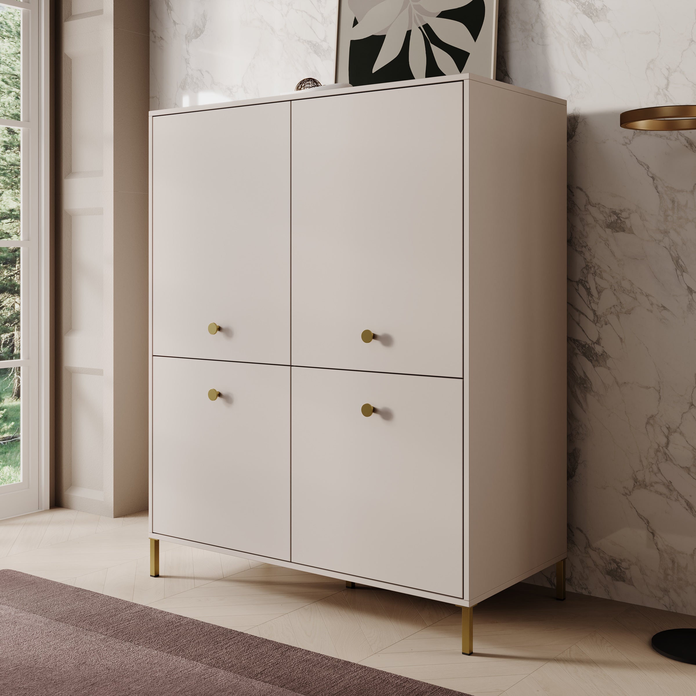 Syran - Dressoir - Beige - 114x42x144 cm