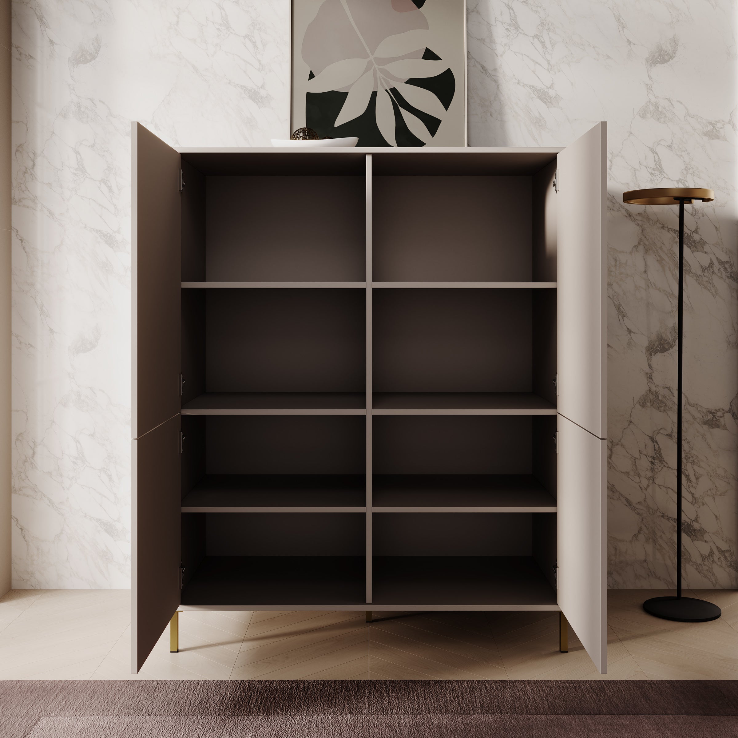 Syran - Dressoir - Beige - 114x42x144 cm