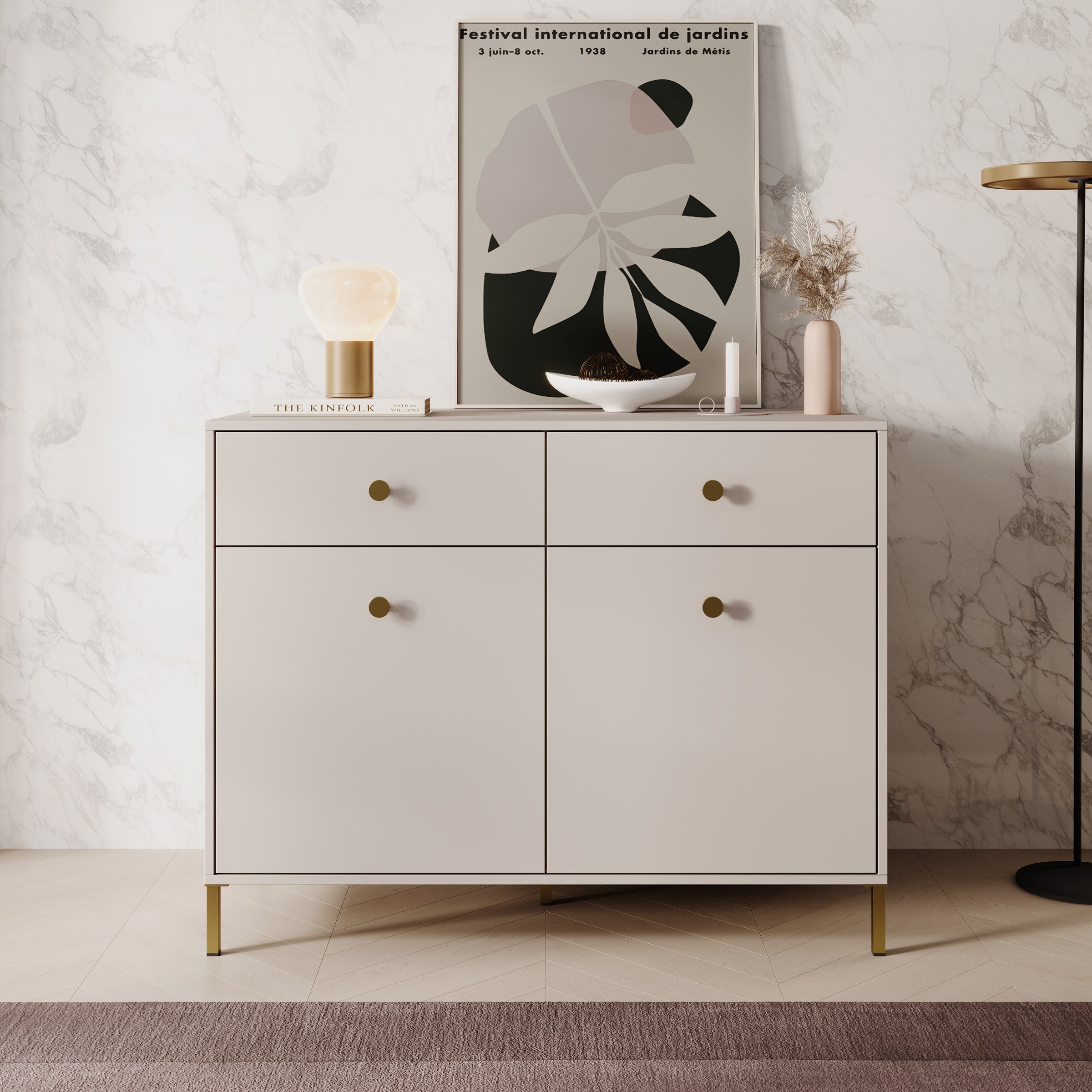 Syran - Dressoir - Beige - 114x42x90 cm