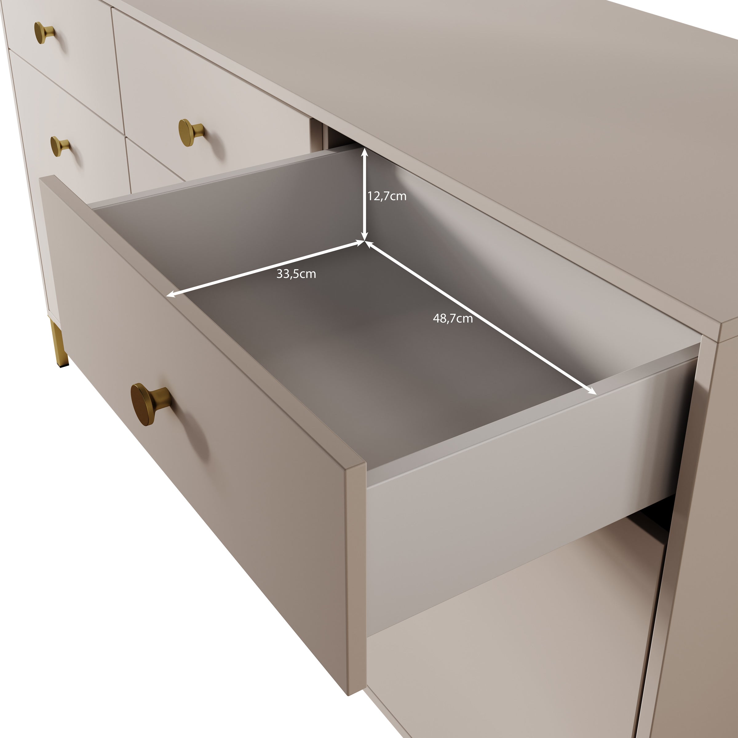 Syran - Dressoir - Beige - 168x42x90 cm