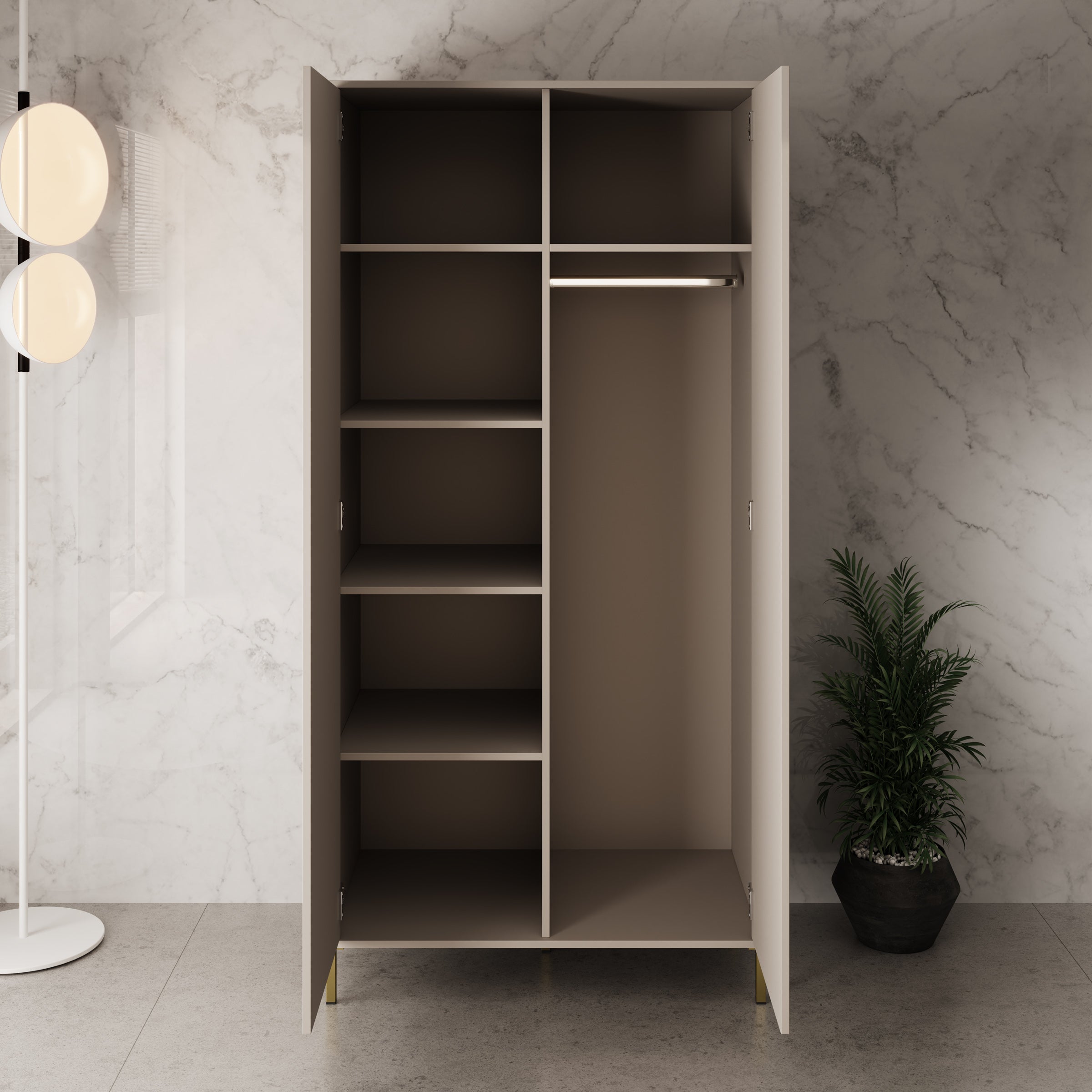 Syran - Kledingkast 2 deurs - Beige - 94x56x196 cm