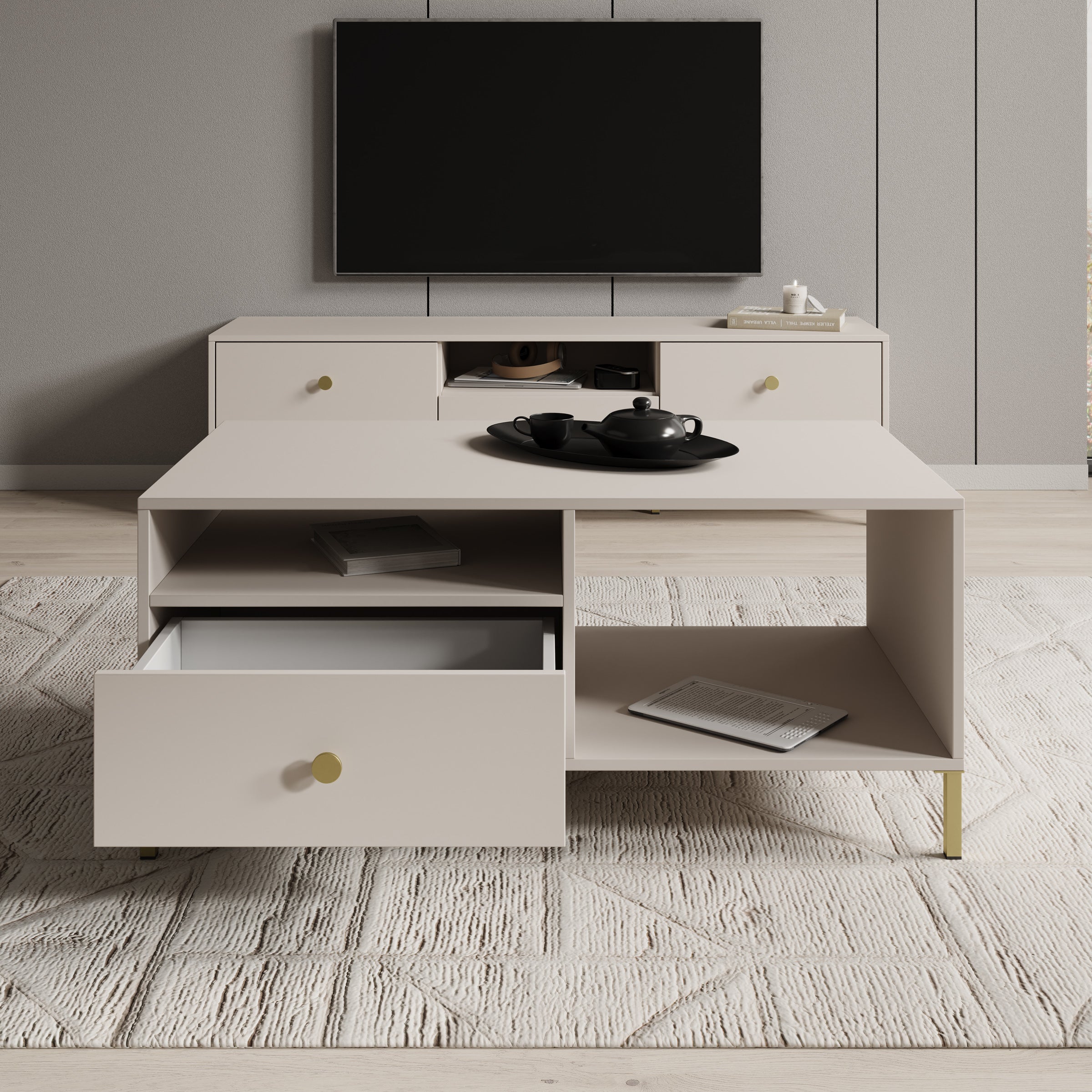 Syran - Salontafel - Beige - 110x60x48 cm