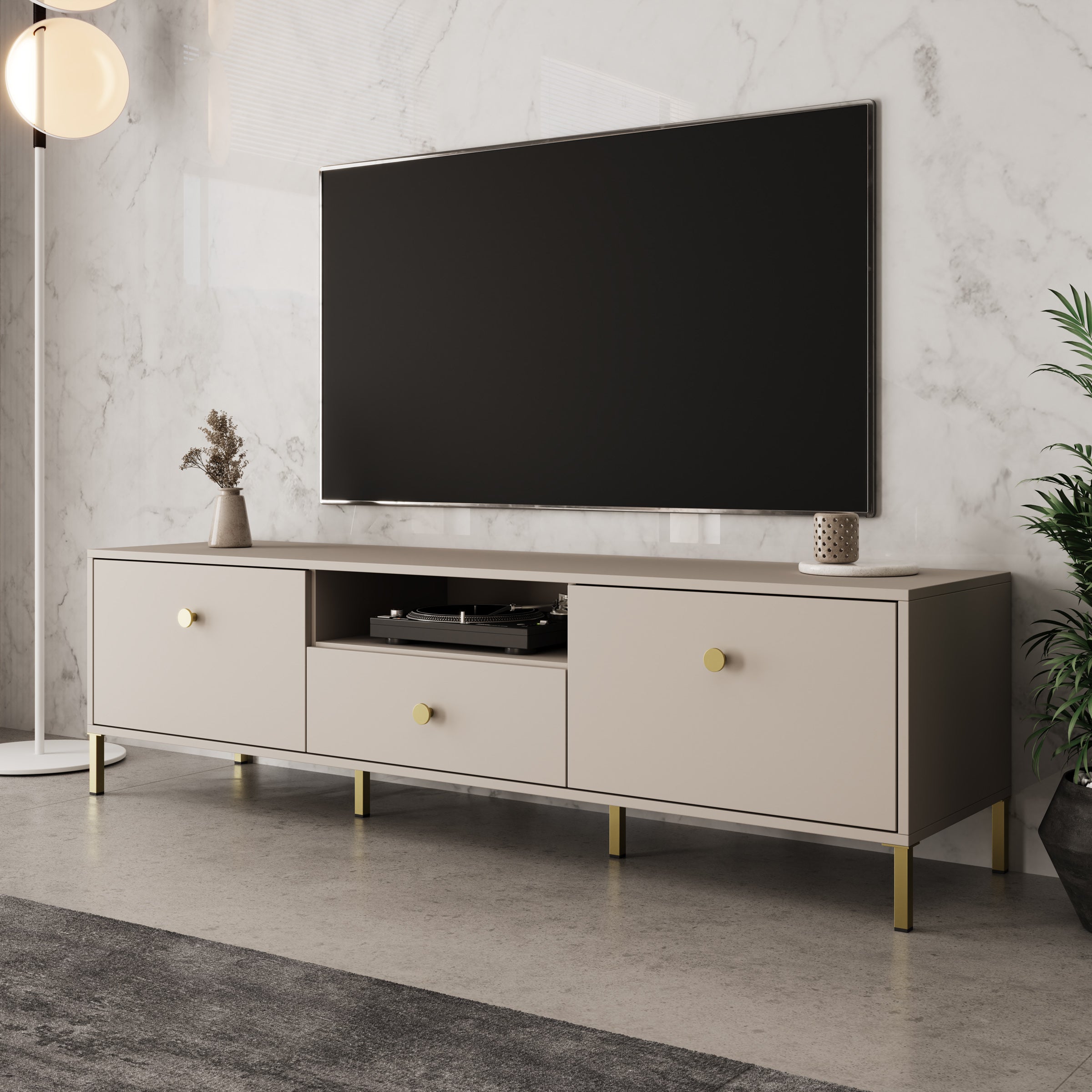 Syran - TV-Meubel - Beige - 168x42x48 cm